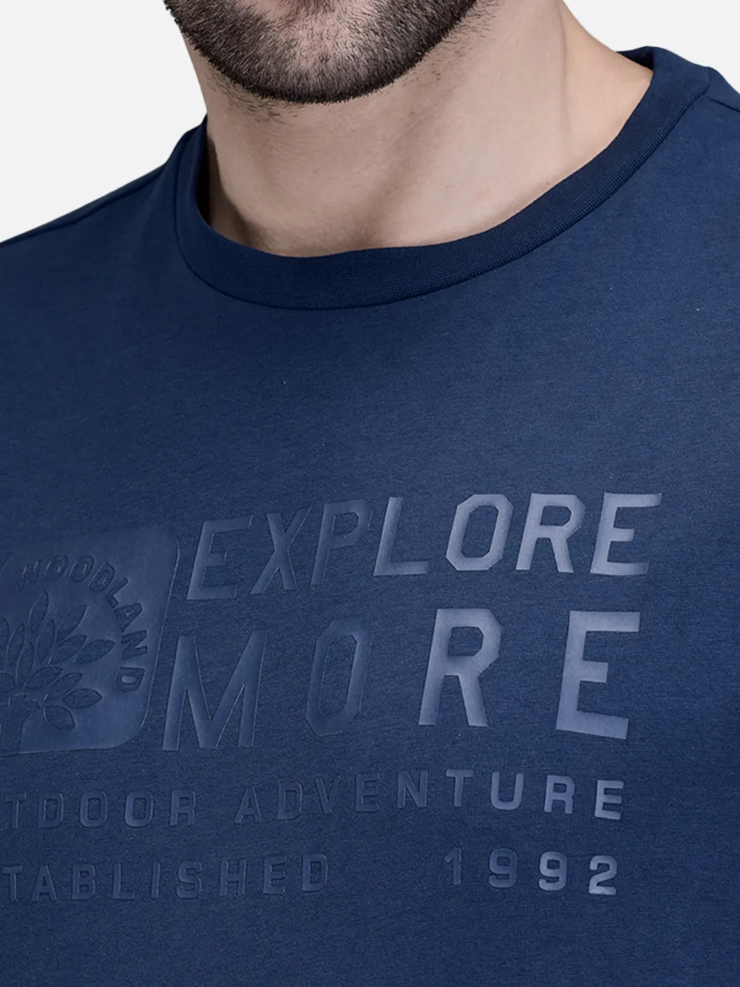 Men Blue Cotton Crew Neck Graphic T-Shirt 4