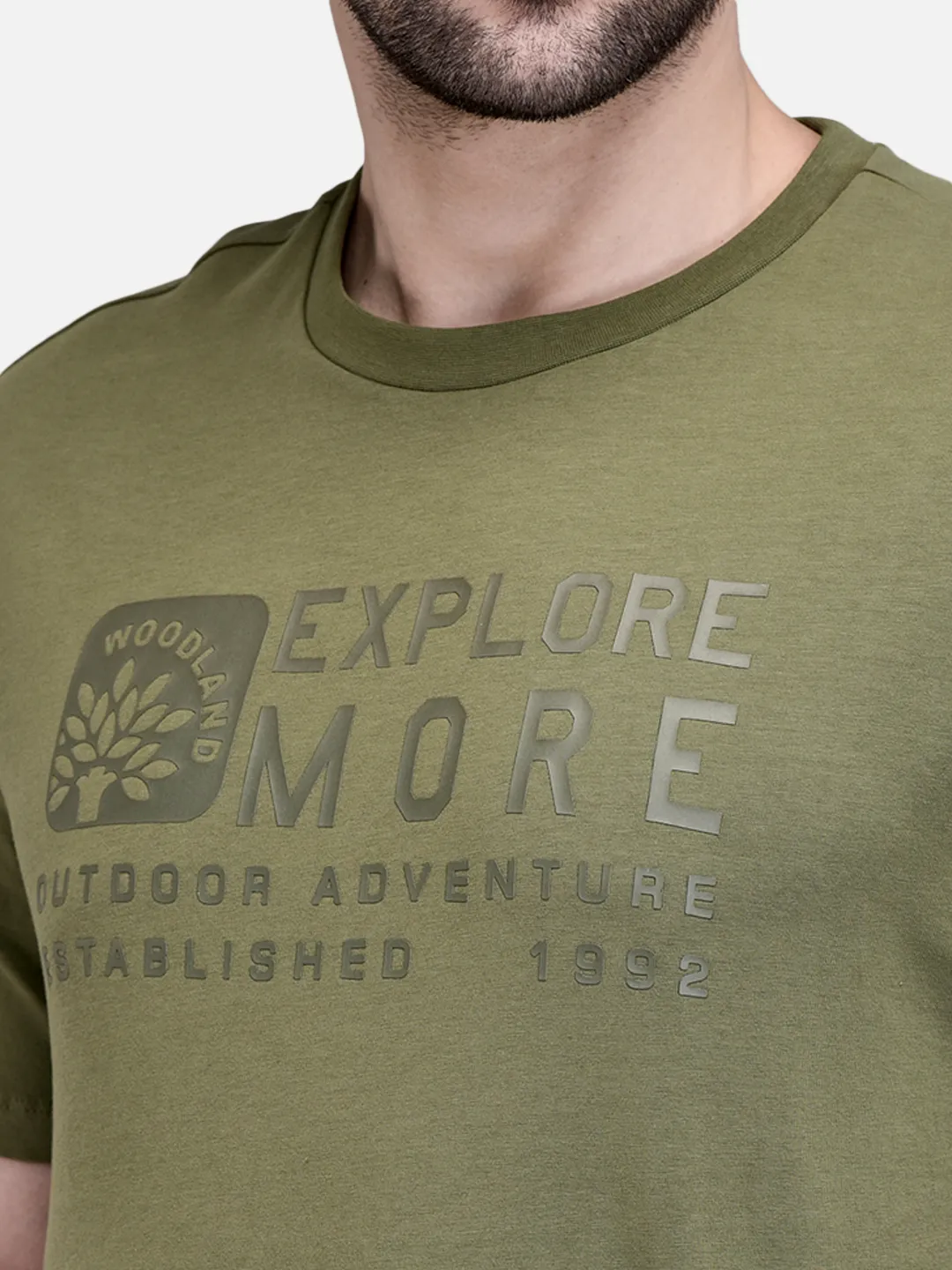Men Olive Cotton Crew Neck Graphic T-Shirt 4
