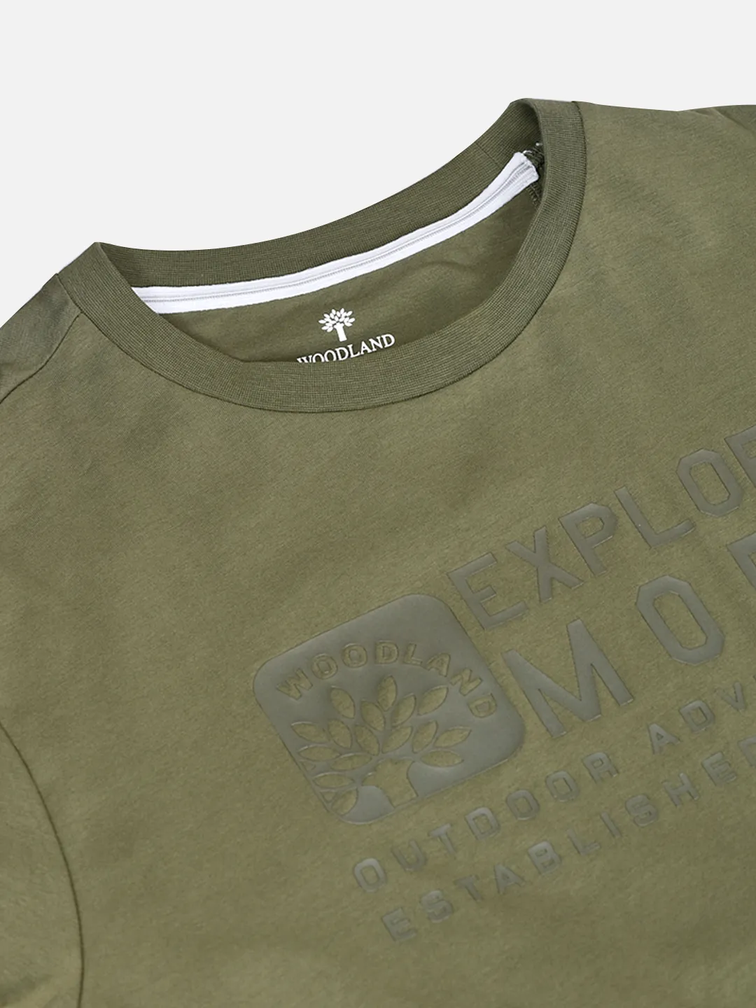 Men Olive Cotton Crew Neck Graphic T-Shirt 5
