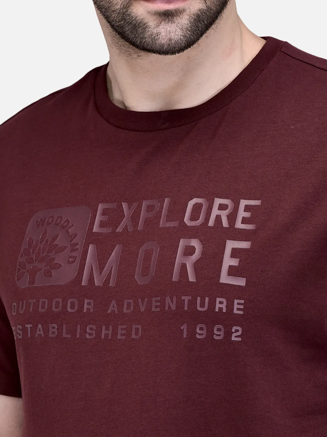 Men Wine Cotton Crew Neck Graphic T-Shirt 4