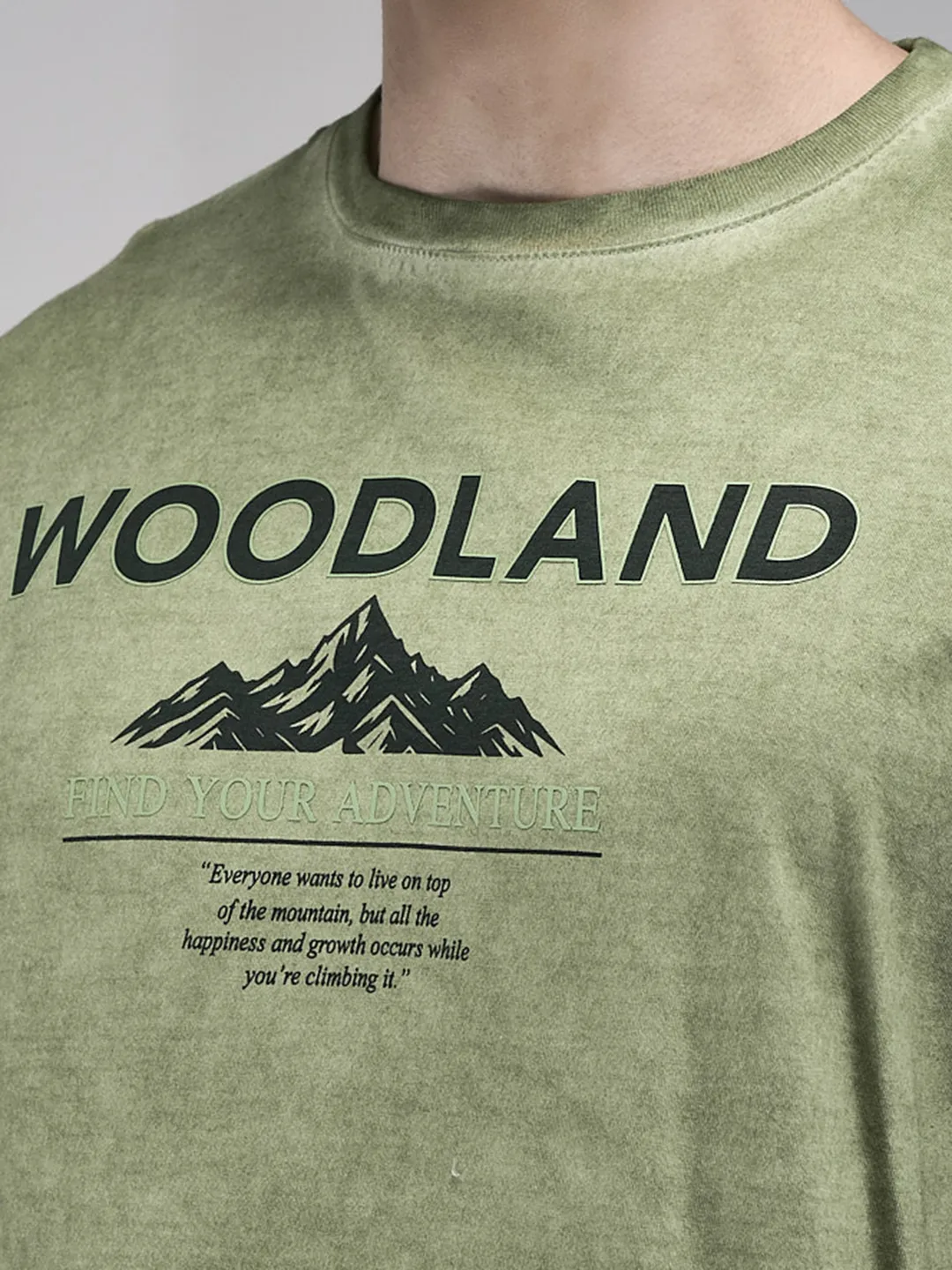 Men Green Printed Cotton Single Jersey Round Neck T-Shirt - Thumbnail 4