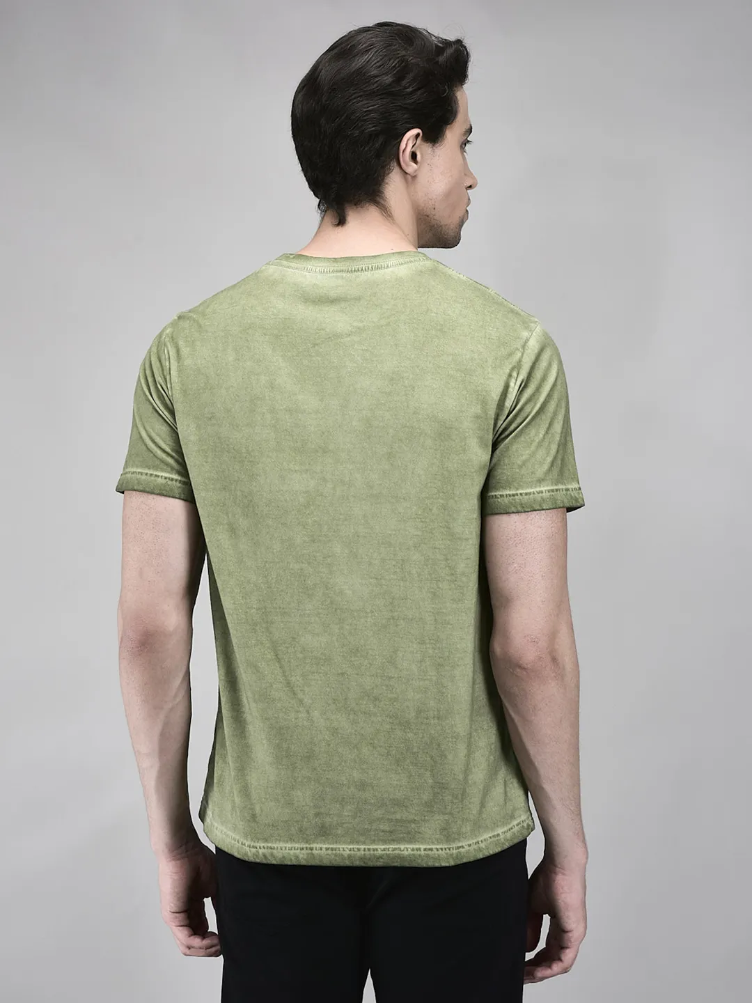 Men Green Printed Cotton Single Jersey Round Neck T-Shirt - Thumbnail 6