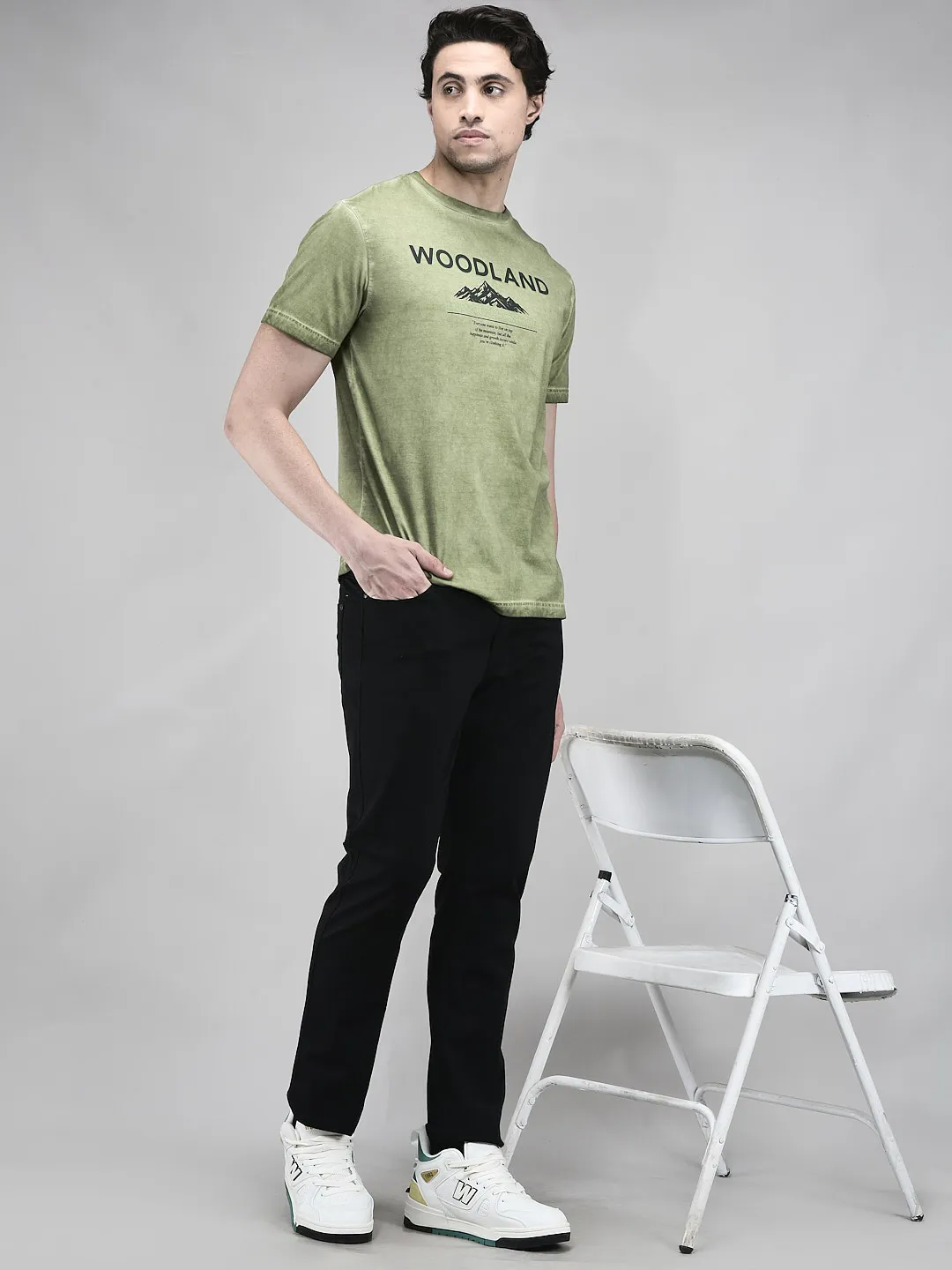 Men Green Printed Cotton Single Jersey Round Neck T-Shirt - Thumbnail 7