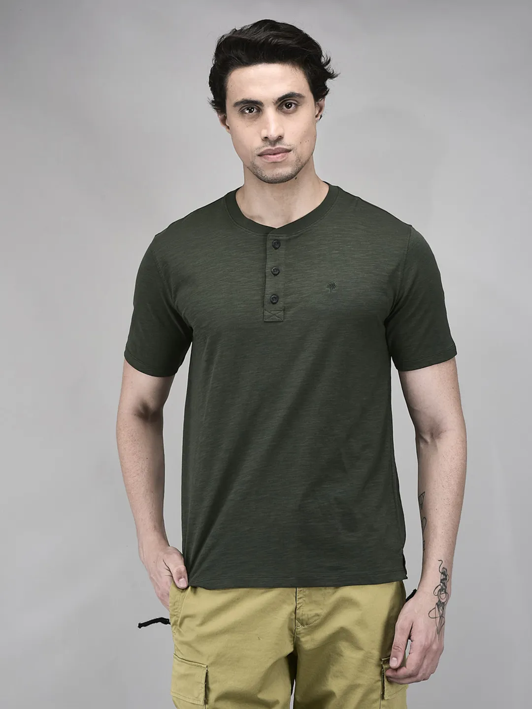 woodland-men-bgreen-hs-r-neck-cotton-single-jersey-t-shirt