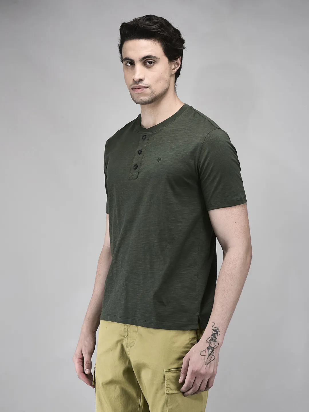 Woodland Men Bgreen HS R Neck Cotton Single Jersey T-Shirt - Thumbnail 3