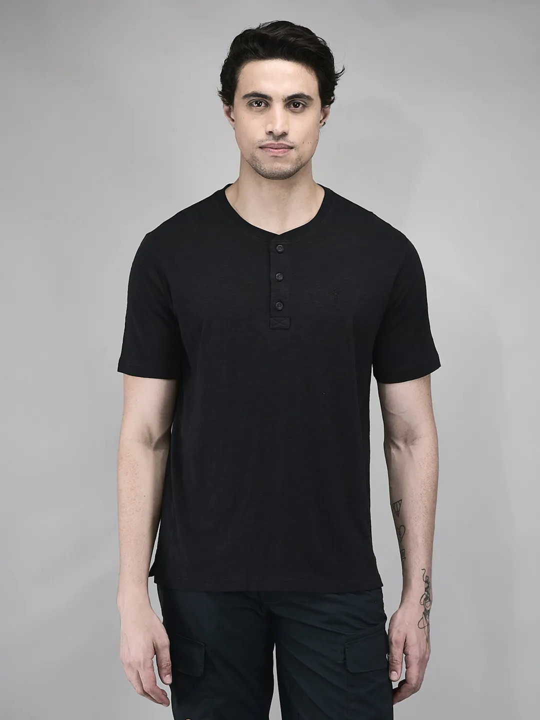 woodland-men-charcoal-grey-hs-r-neck-cotton-single-jersey-t-shirt