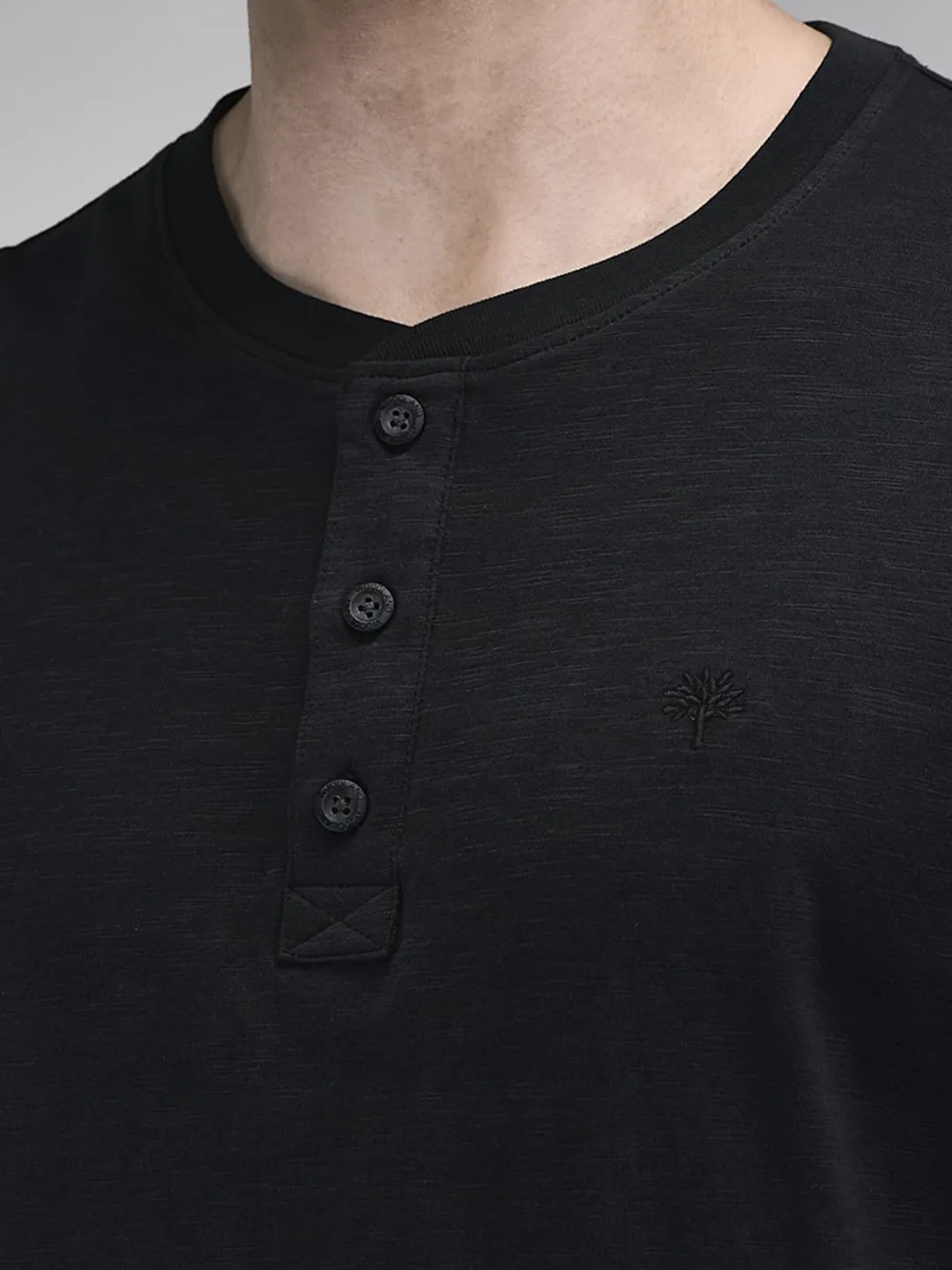 Woodland Men Charcoal Grey HS R Neck Cotton Single Jersey T-Shirt - Thumbnail 4