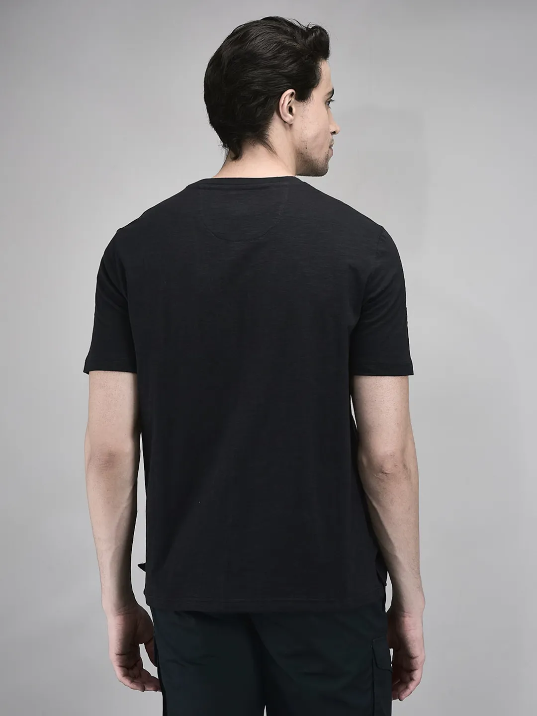Woodland Men Charcoal Grey HS R Neck Cotton Single Jersey T-Shirt - Thumbnail 6