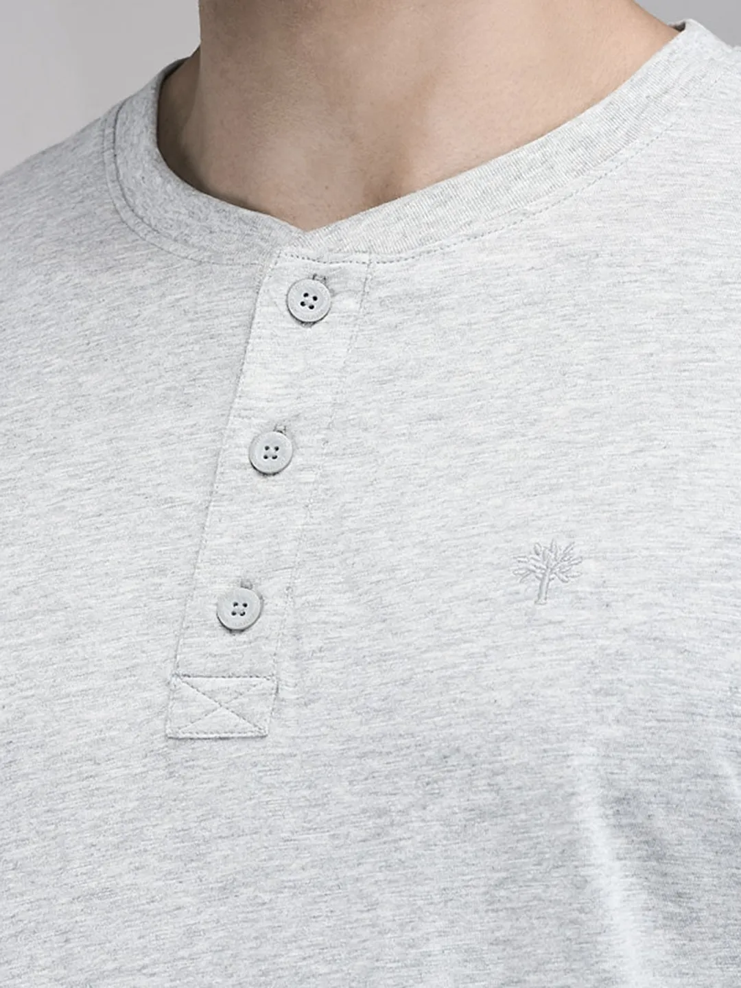 Woodland Men Grey HS R Neck Cotton Single Jersey T-Shirt - Thumbnail 4