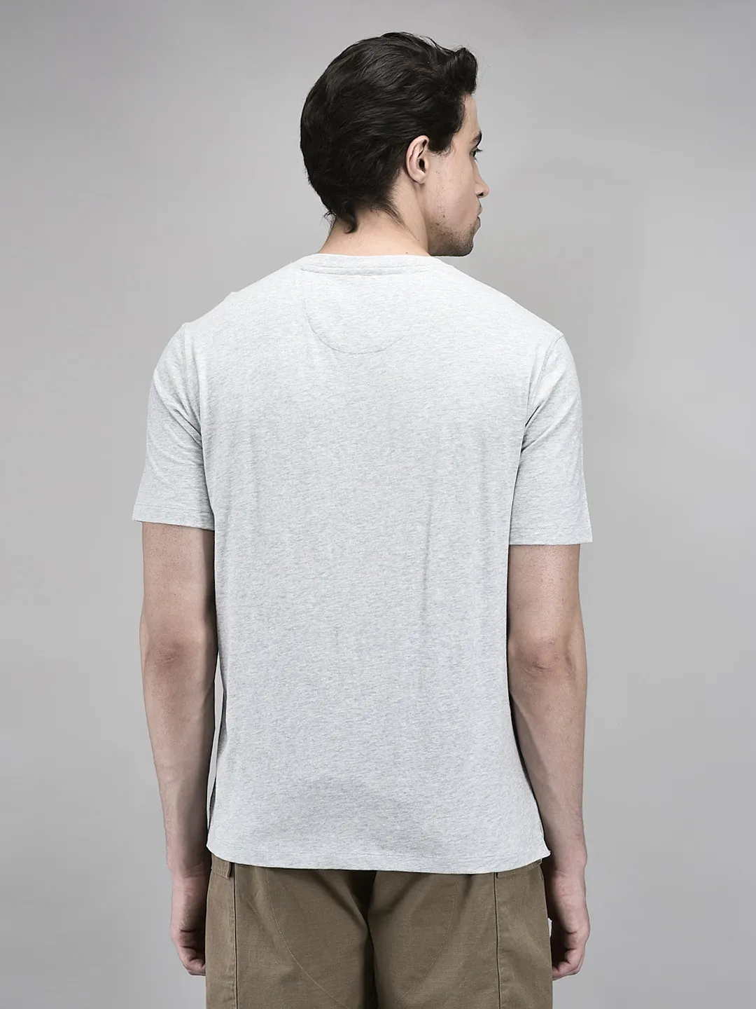 Woodland Men Grey HS R Neck Cotton Single Jersey T-Shirt - Thumbnail 6