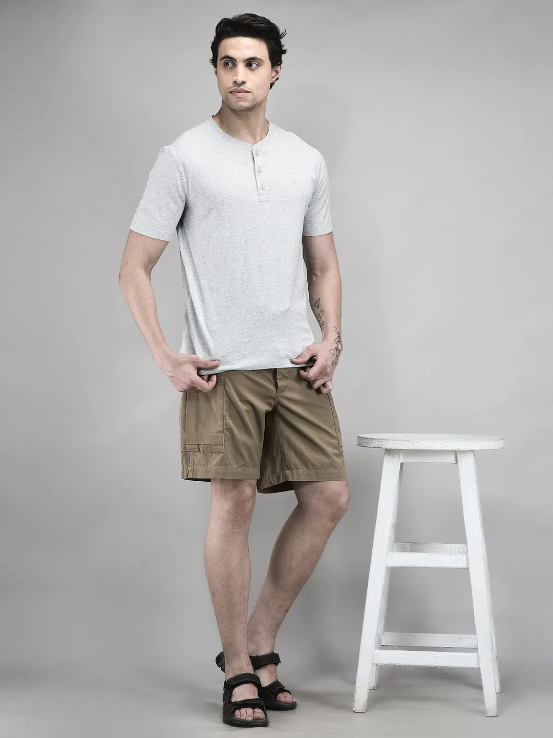 Woodland Men Grey HS R Neck Cotton Single Jersey T-Shirt - Thumbnail 7