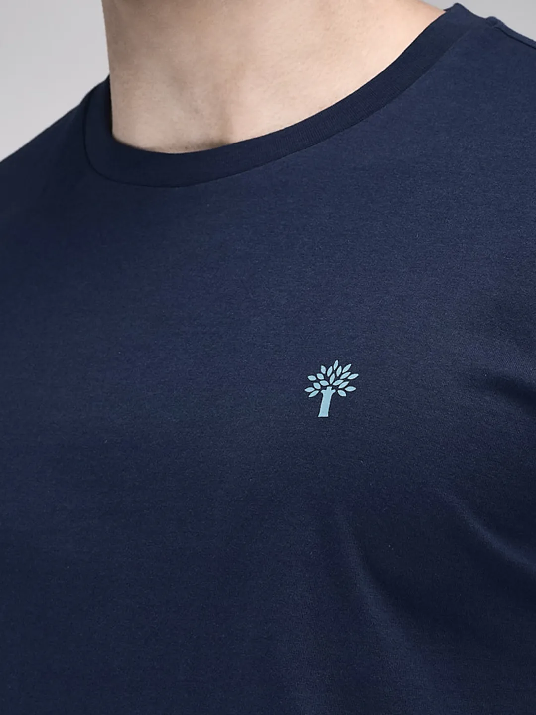 Men Inkblue Graphic Printed Cotton Single Jersey Round Neck T-Shirt - Thumbnail 4