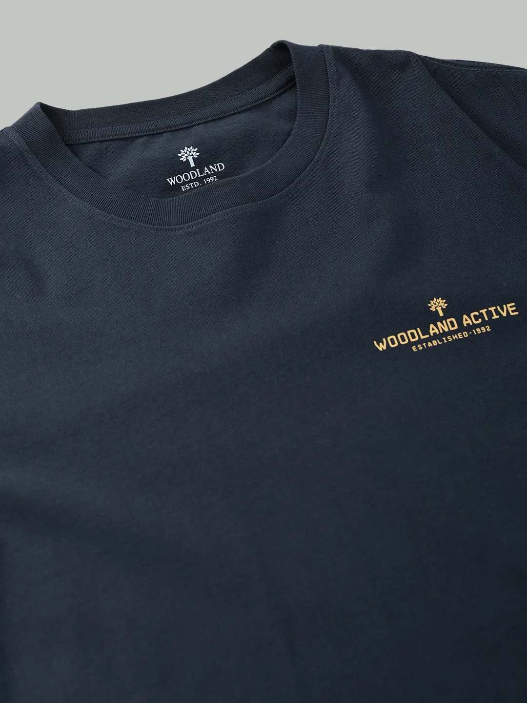 Woodland Men D-Grey Cotton Crew Neck T-Shirt - Thumbnail 5