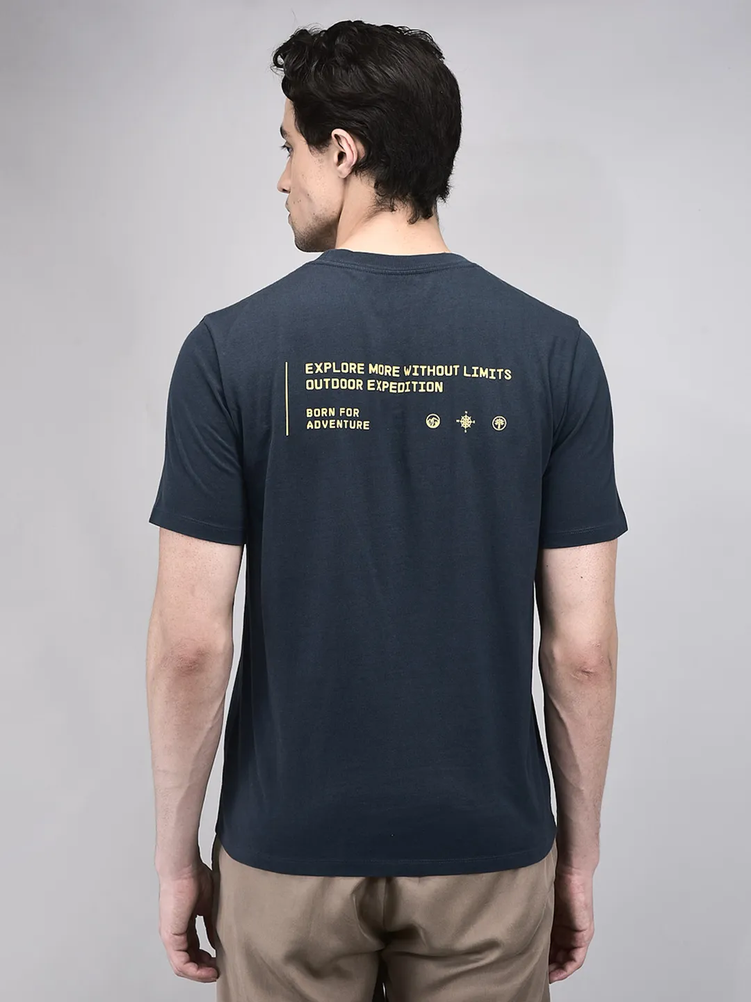 Woodland Men D-Grey Cotton Crew Neck T-Shirt - Thumbnail 6