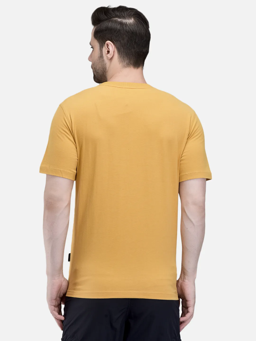 Woodland Men Mustard Printed Round Neck T-Shirt 6
