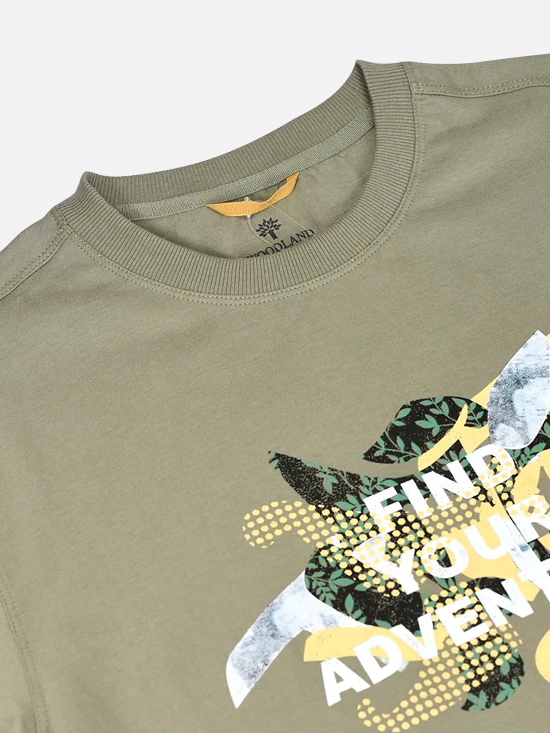 Woodland Men Olive Printed Round Neck T-Shirt 5