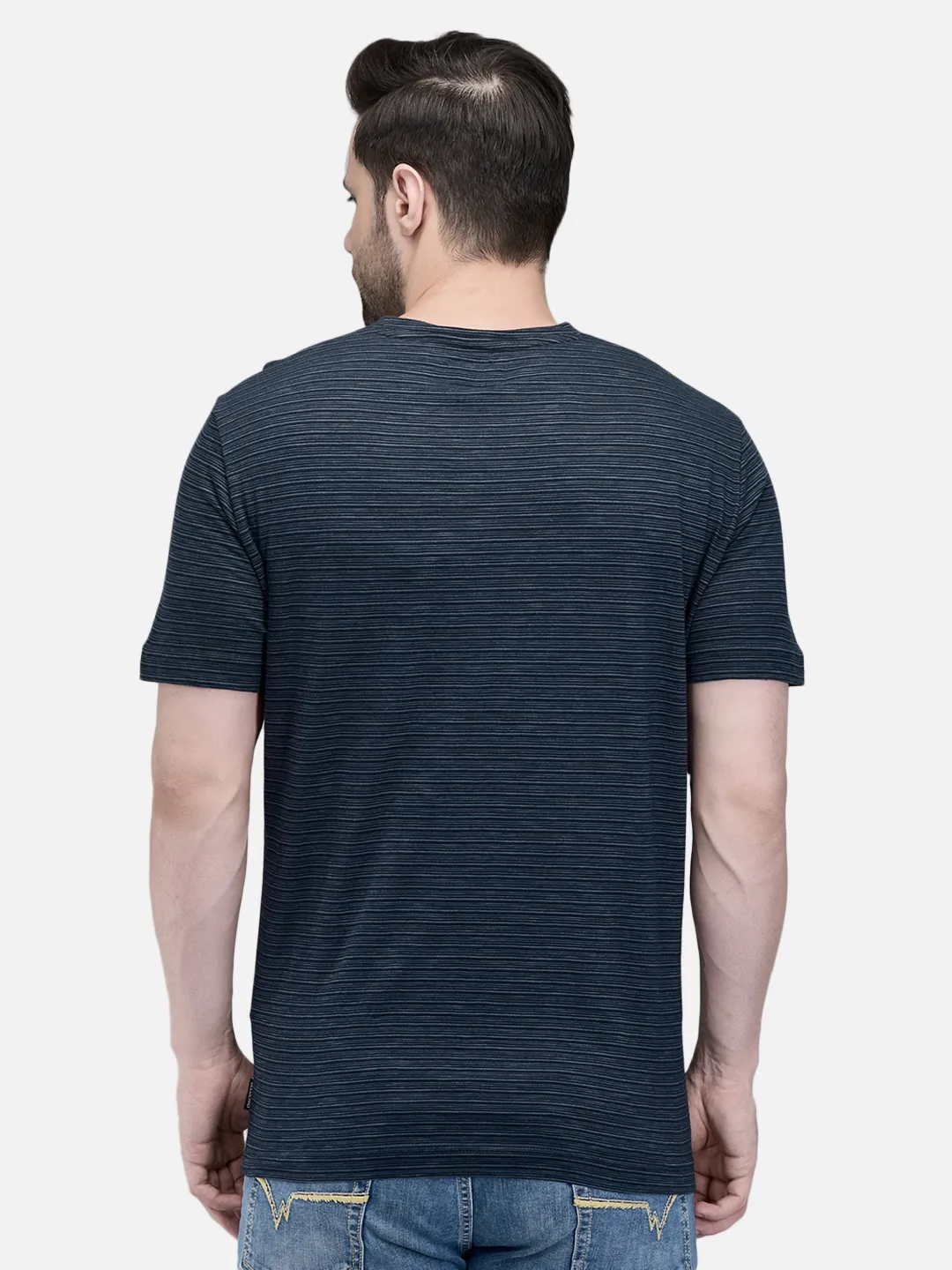 Woodland Men Dnavy Plain Cotton Round Neck Casual T-Shirt 6