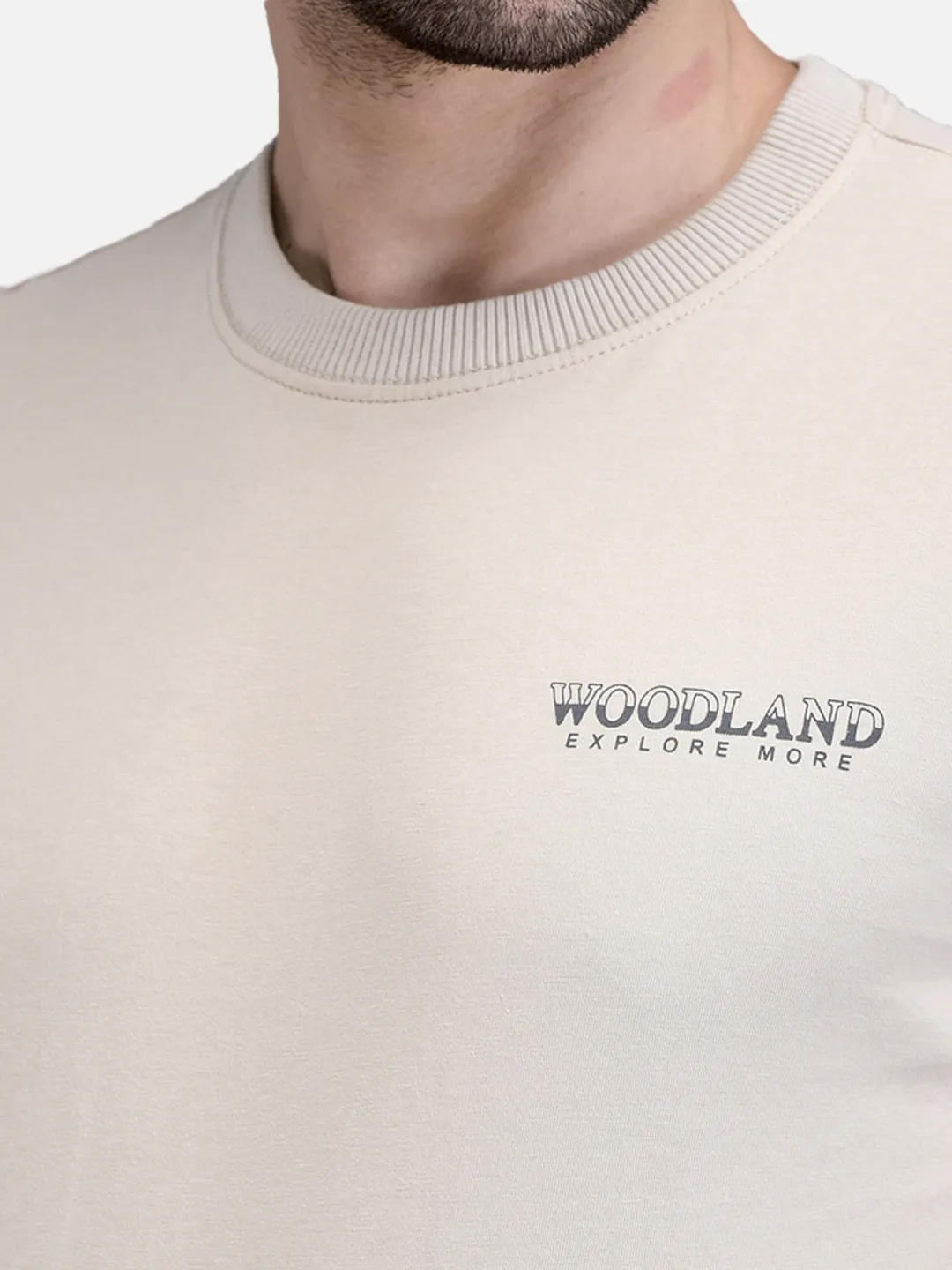 Woodland Men Sky Blue Cotton Crew Neck T-Shirt 4