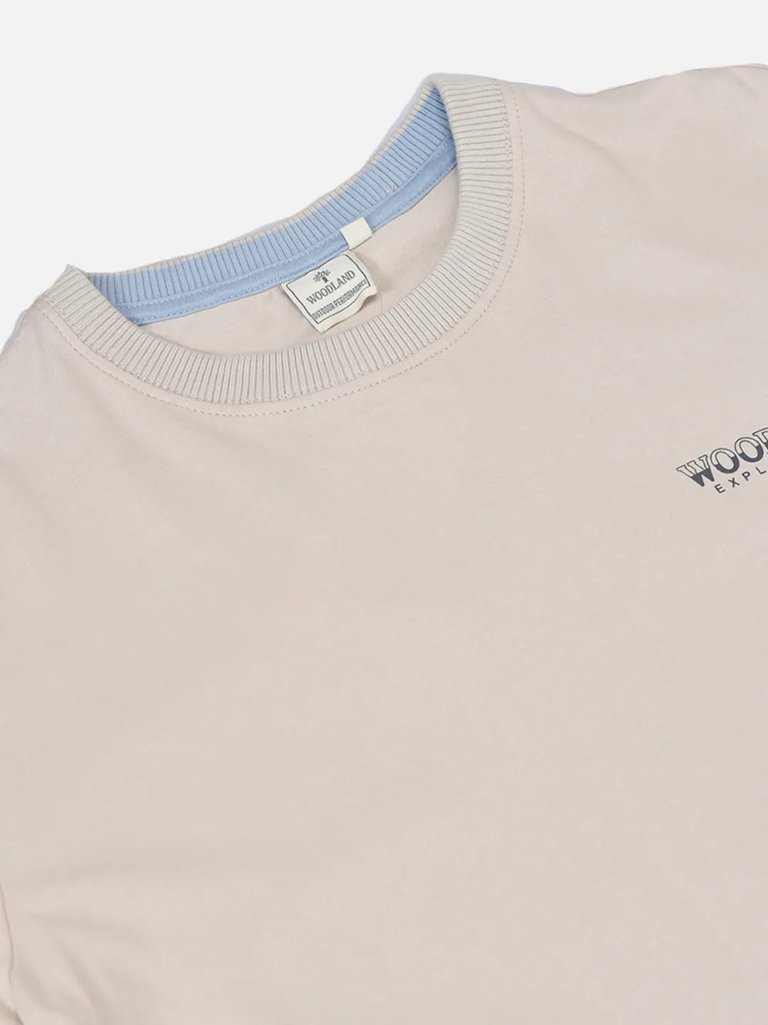 Woodland Men Sky Blue Cotton Crew Neck T-Shirt 5