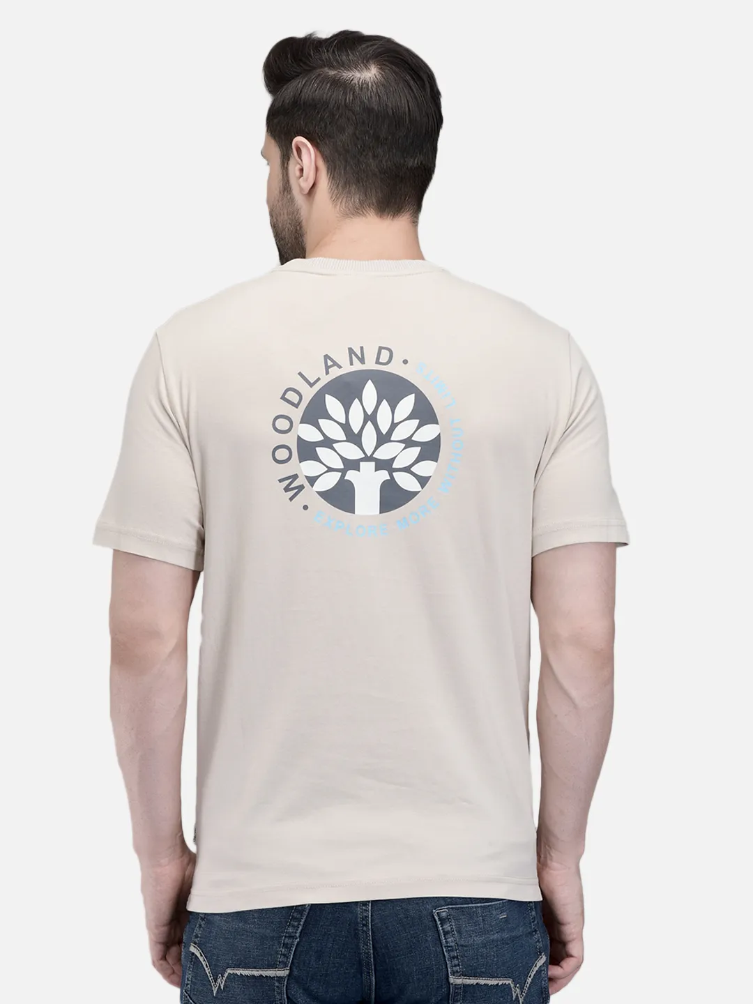 Woodland Men Sky Blue Cotton Crew Neck T-Shirt 6