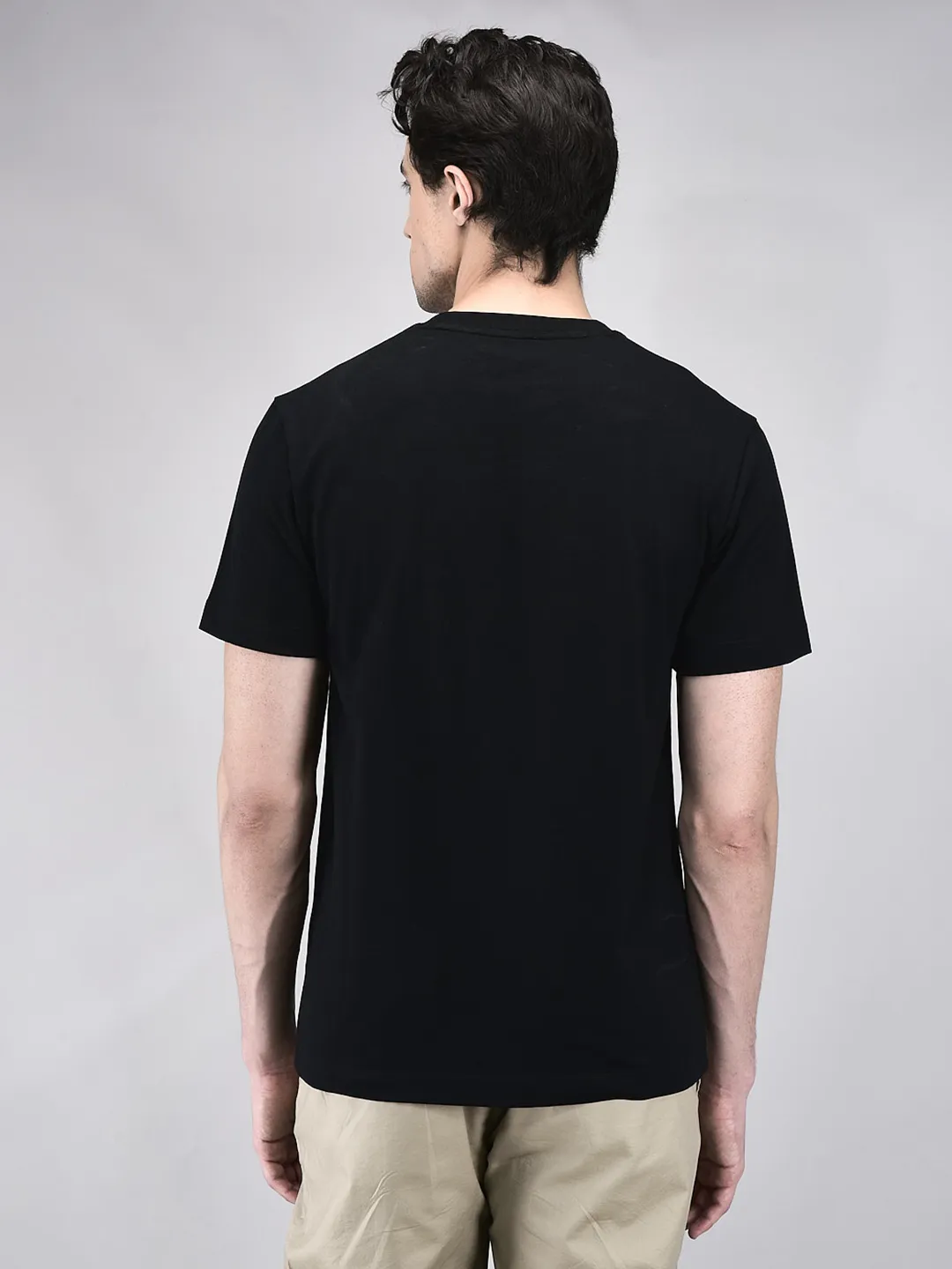 Men Black Cotton Single Jersey Round Neck T-Shirt - Thumbnail 5