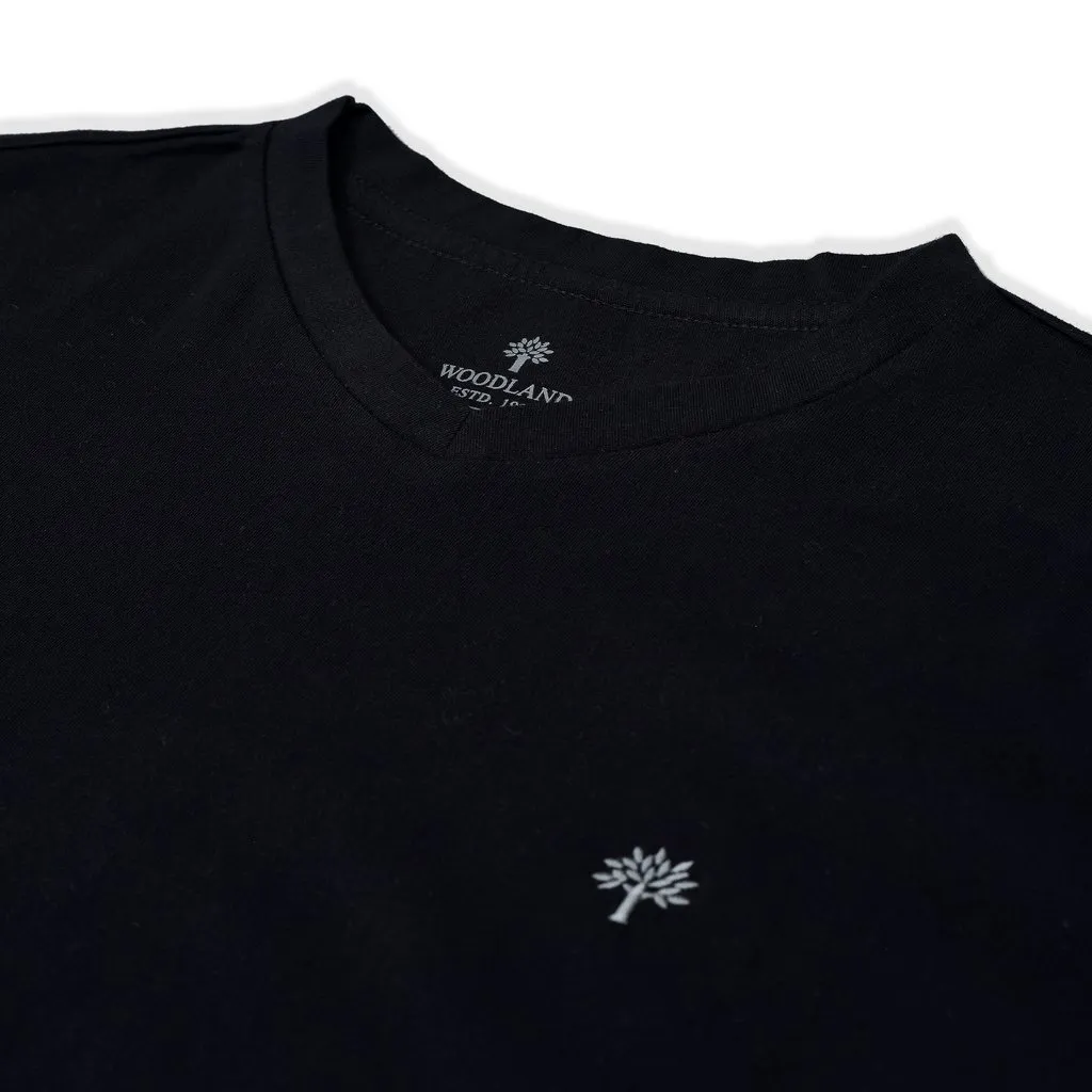 Black V-Neck T-shirt for Men - Thumbnail 4