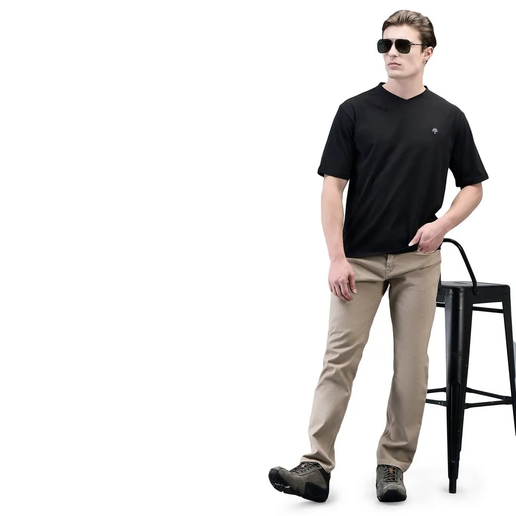 Black V-Neck T-shirt for Men - Thumbnail 8