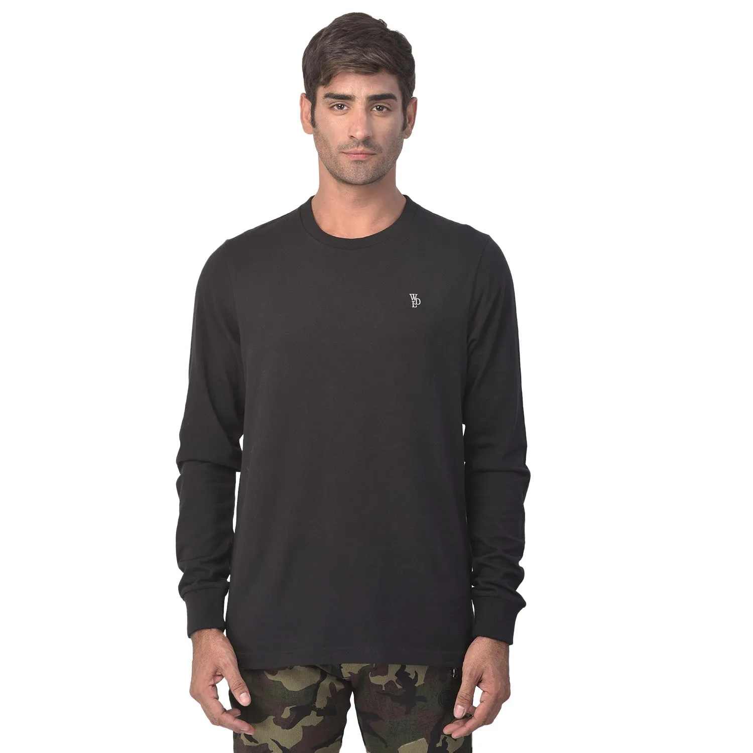 BLACK round neck full sleeves t-shirt - Thumbnail 2
