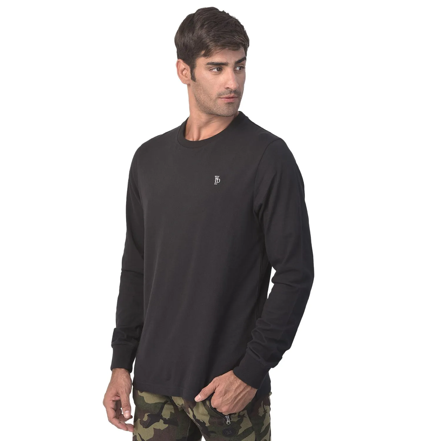 BLACK round neck full sleeves t-shirt - Thumbnail 5