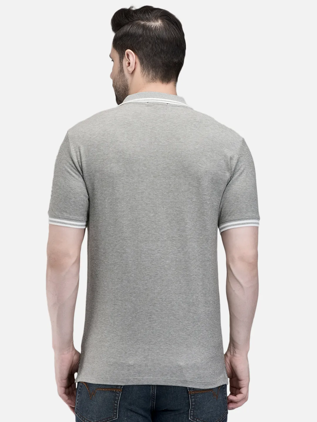 Olive Cotton Spandex Polo Tshirt - Thumbnail 6