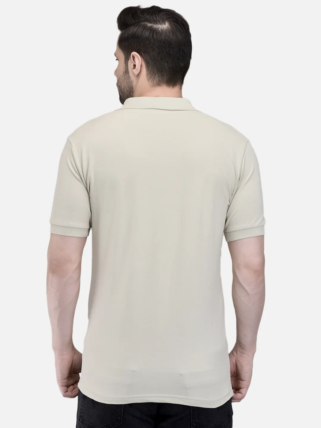 Woods Men Beige Cotton Elastane Half-Zip Polo T-Shirt - Thumbnail 6