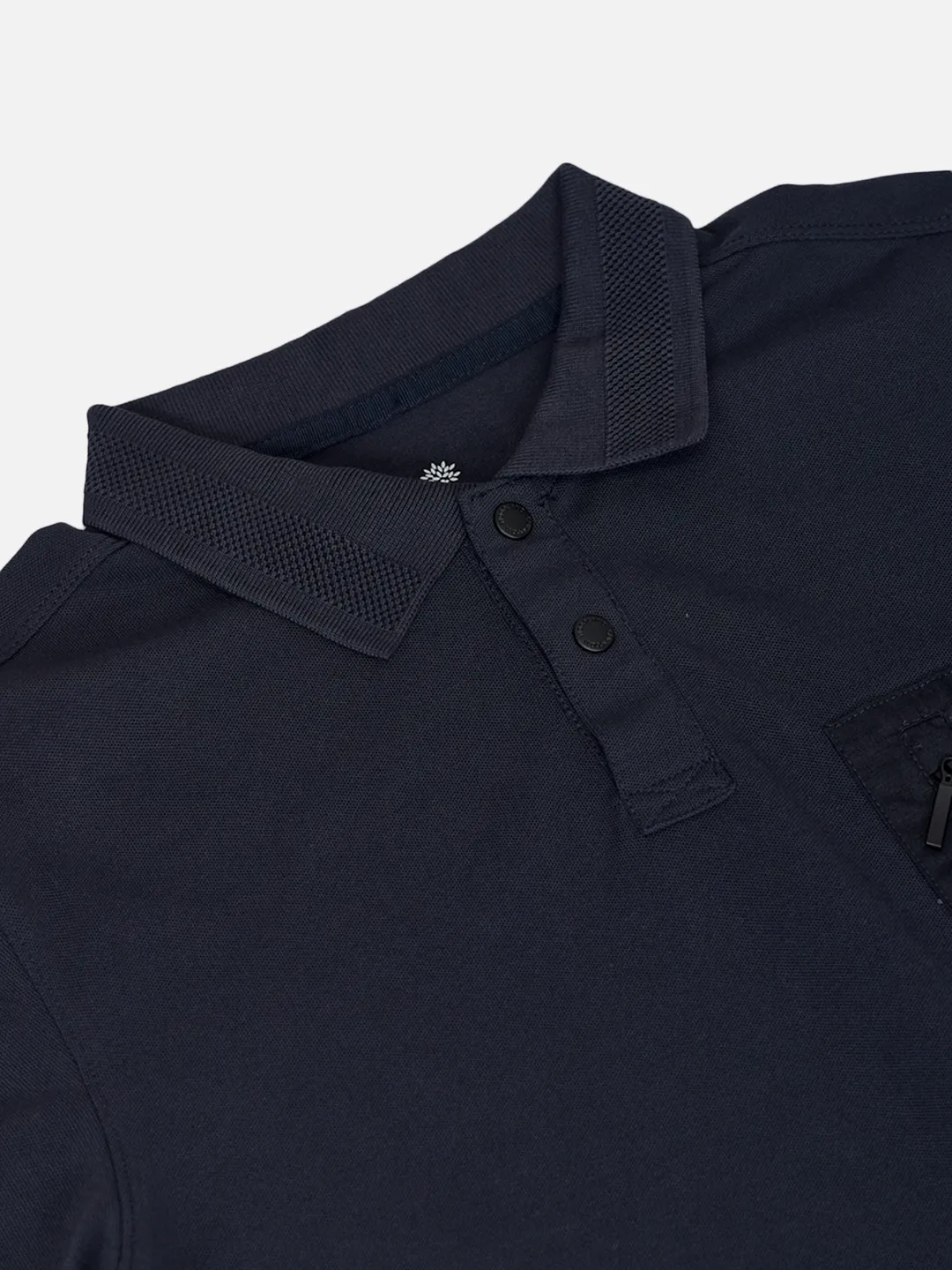 Woodland Men Navy Cotton Polo T-Shirt with Textured Collar 5