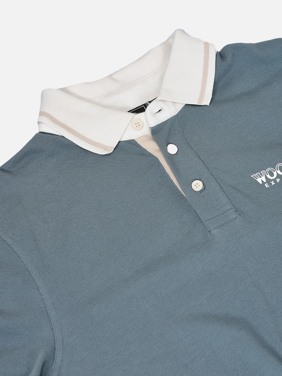 Woodland Men Grey Cotton Polo T-Shirt with Contrast Collar 5