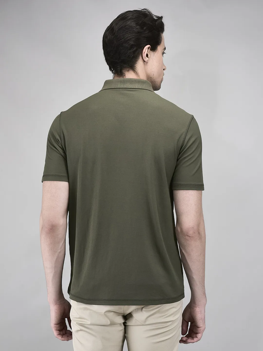Men Olive Cotton Single Jersey Polo T-Shirt - Thumbnail 6