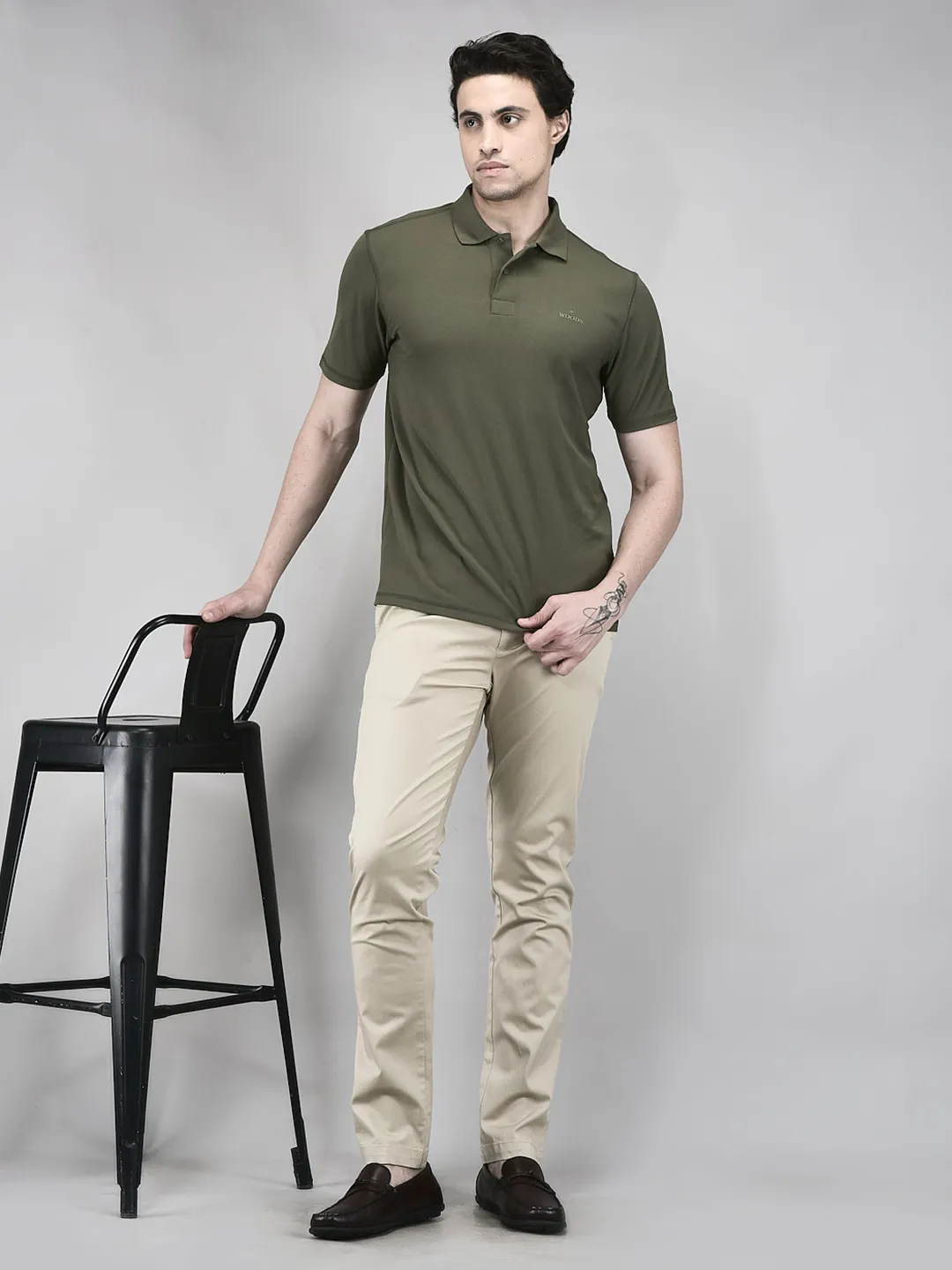 Men Olive Cotton Single Jersey Polo T-Shirt - Thumbnail 7