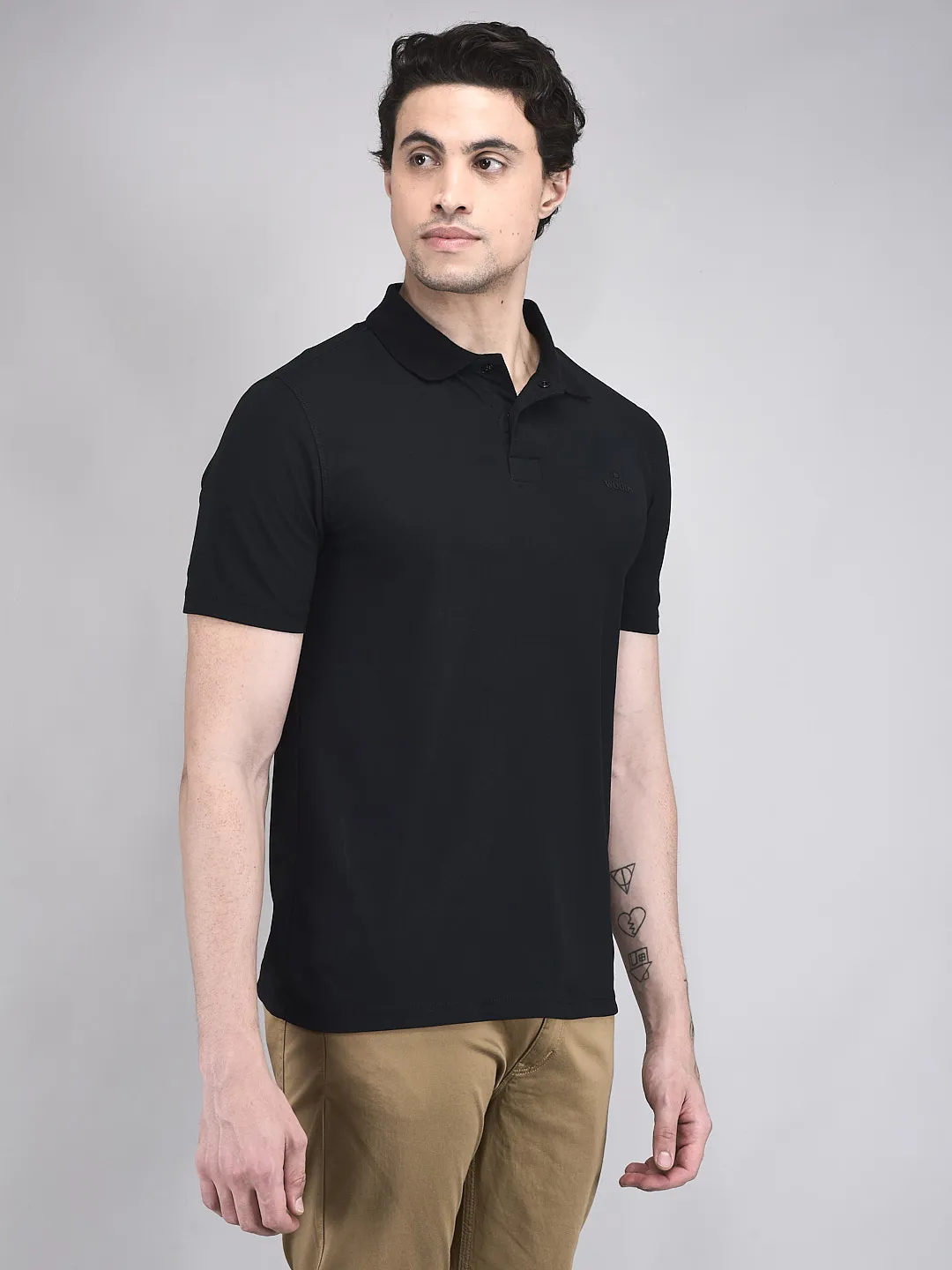 Men Black Polyester Piqué Polo T-Shirt - Thumbnail 3