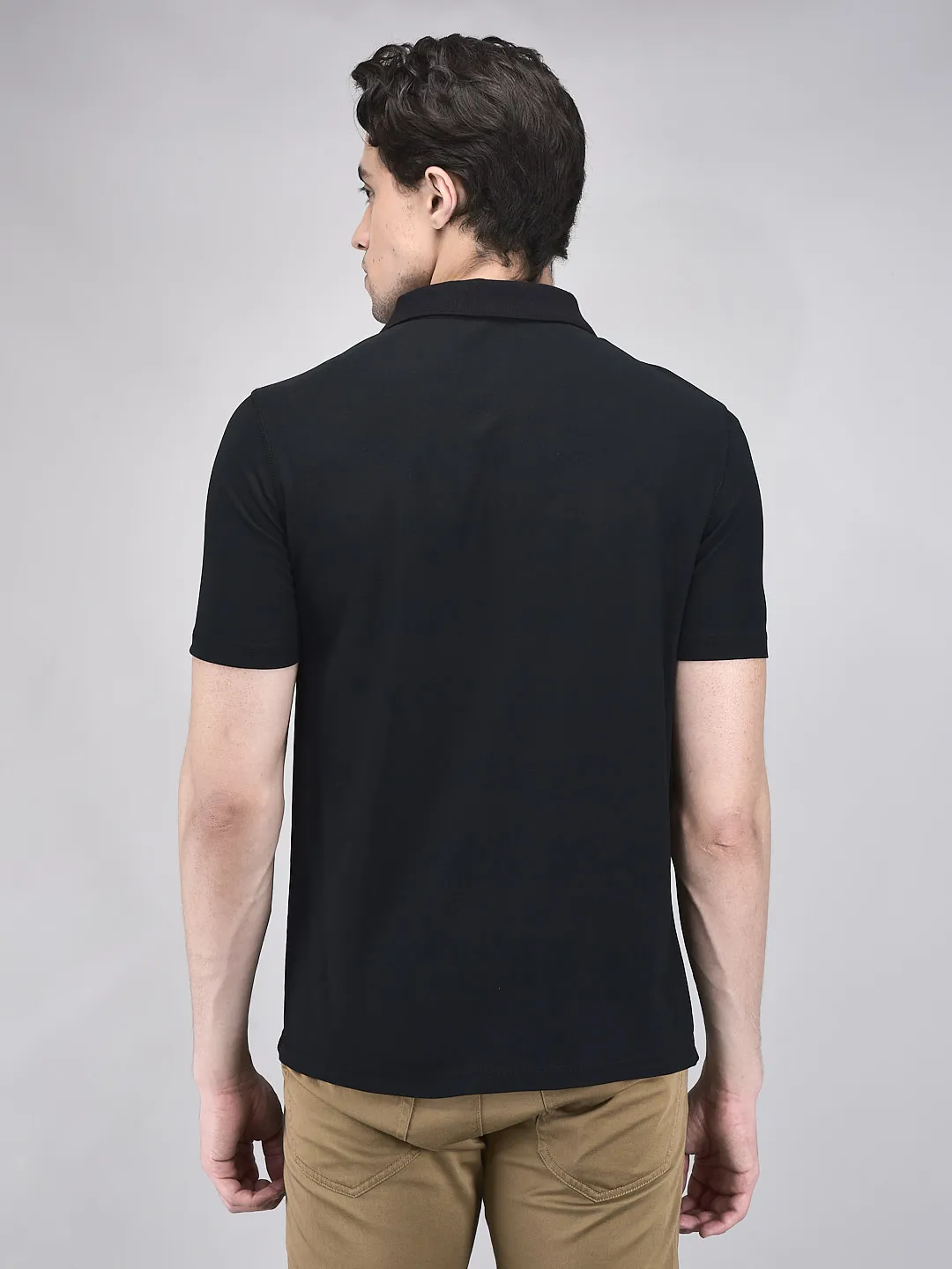 Men Black Polyester Piqué Polo T-Shirt - Thumbnail 6