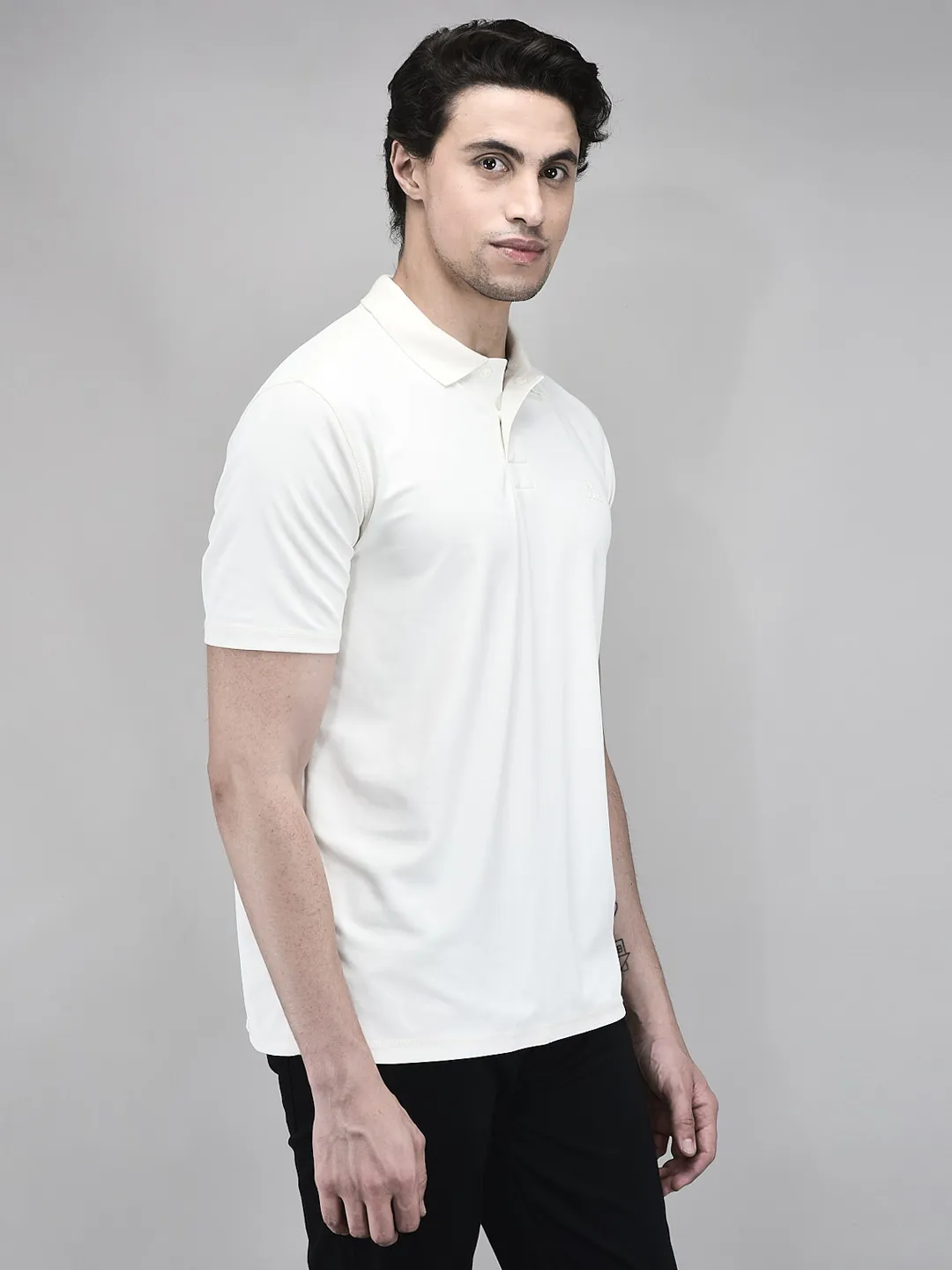 Men Owhite Polyester Piqué Polo T-Shirt - Thumbnail 2