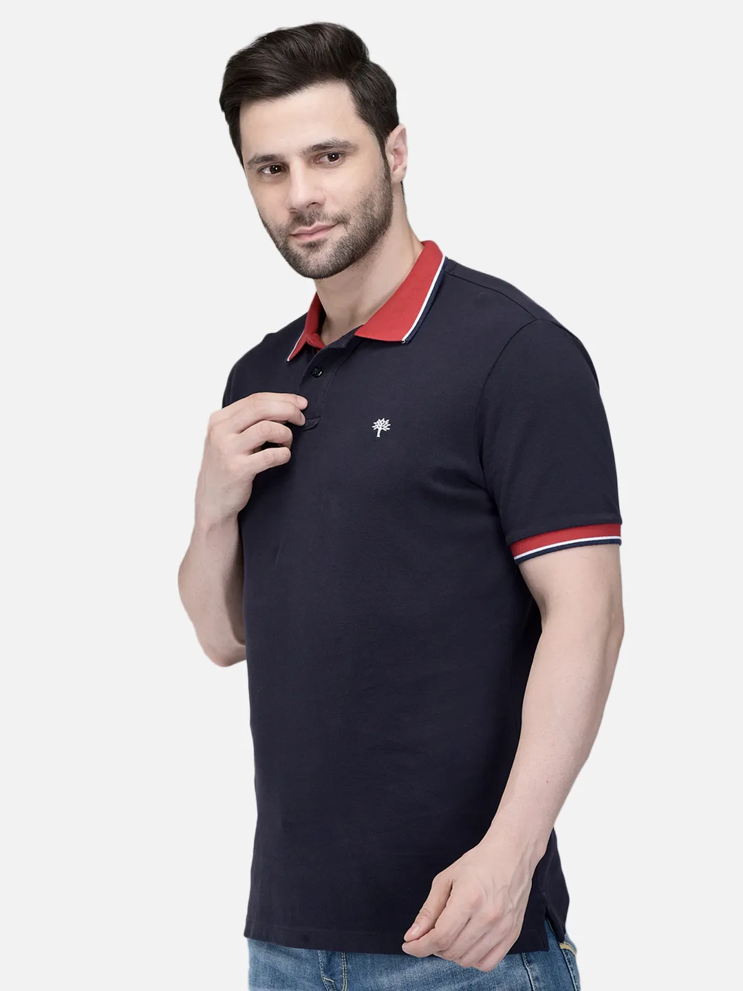 Woodland Men Navy Cotton Pique Polo T-Shirt 2
