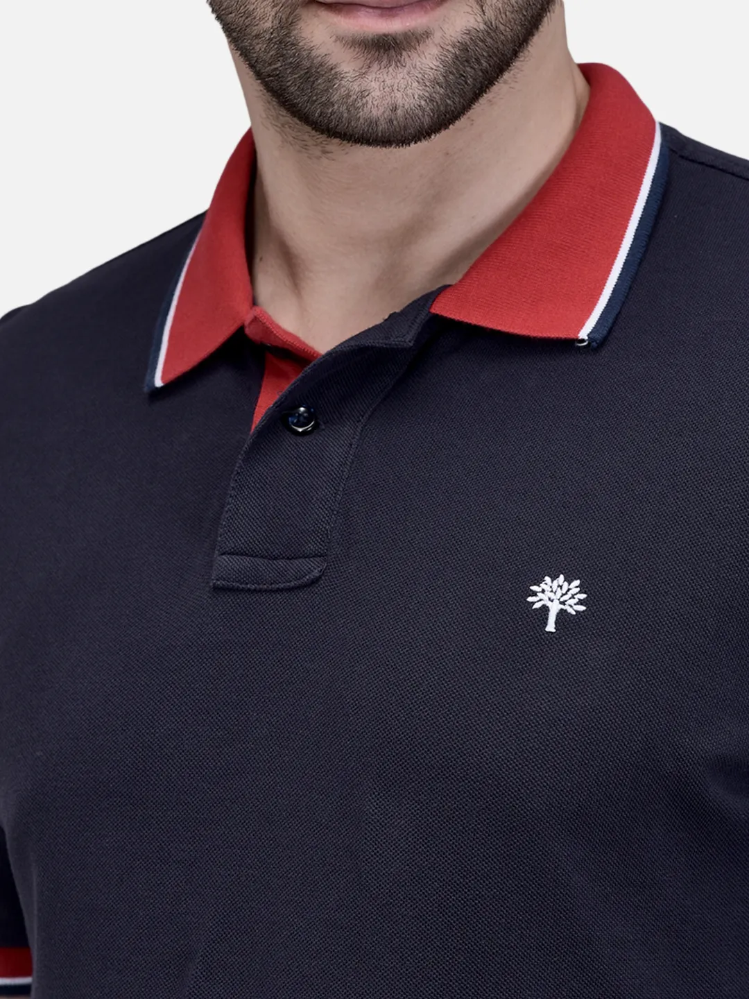 Woodland Men Navy Cotton Pique Polo T-Shirt 4