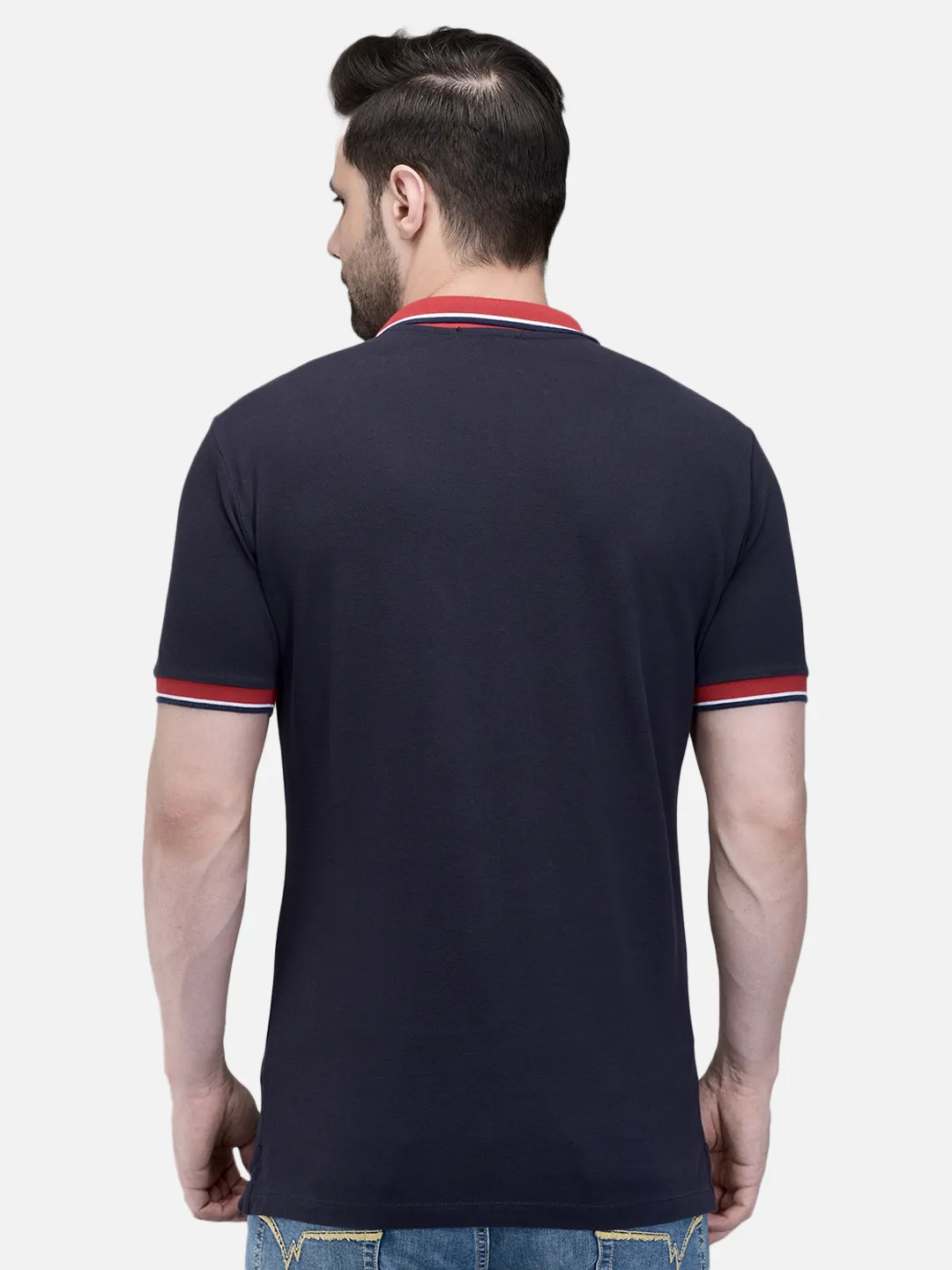 Woodland Men Navy Cotton Pique Polo T-Shirt 6