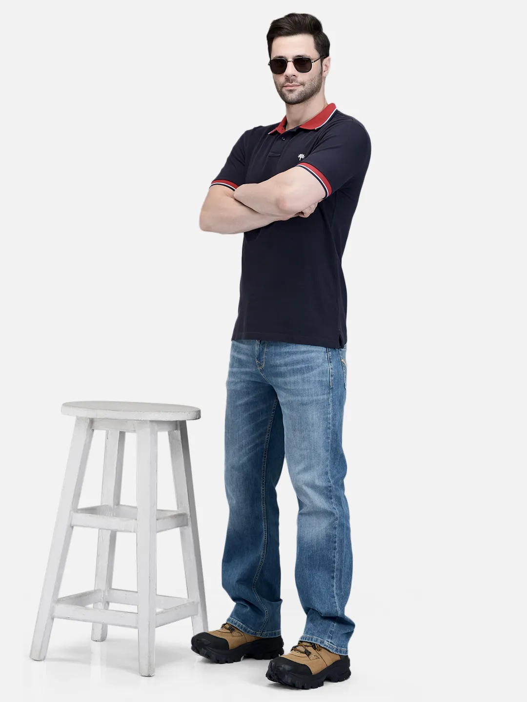 Woodland Men Navy Cotton Pique Polo T-Shirt 7