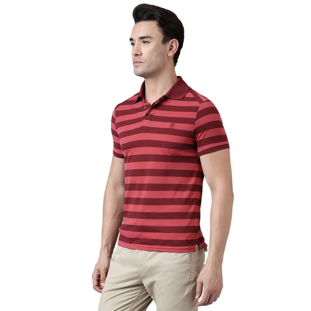 Wine/Pink Polo For Men - Thumbnail 2