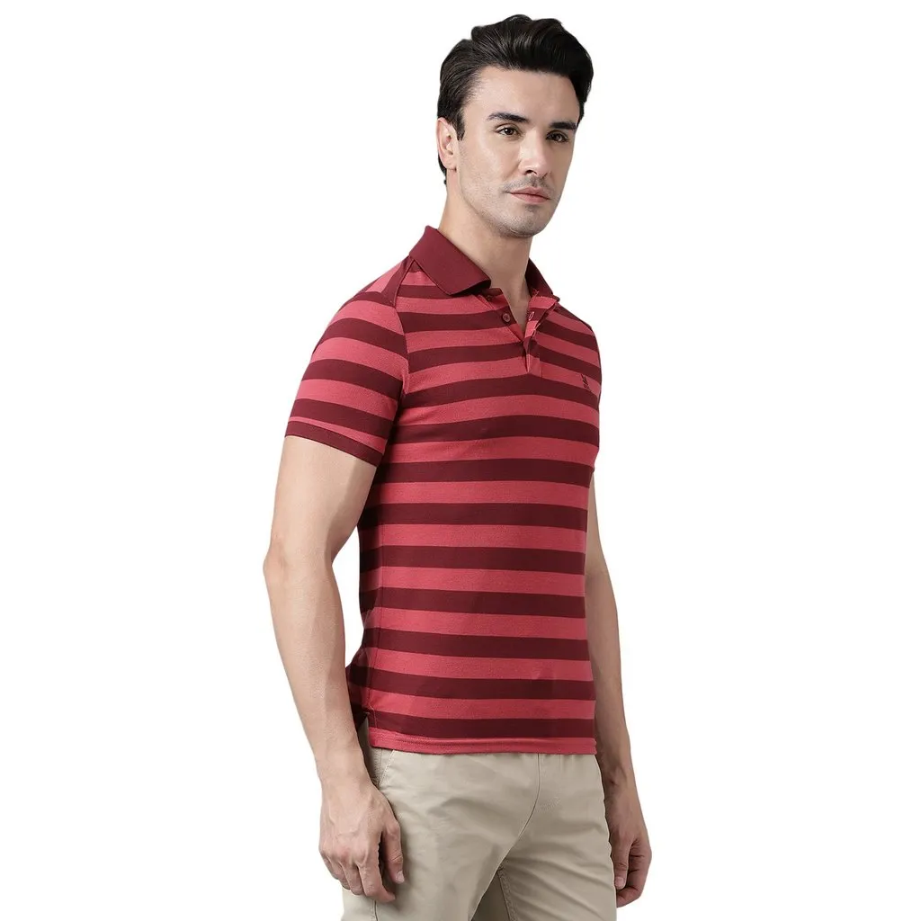 Wine/Pink Polo For Men - Thumbnail 3