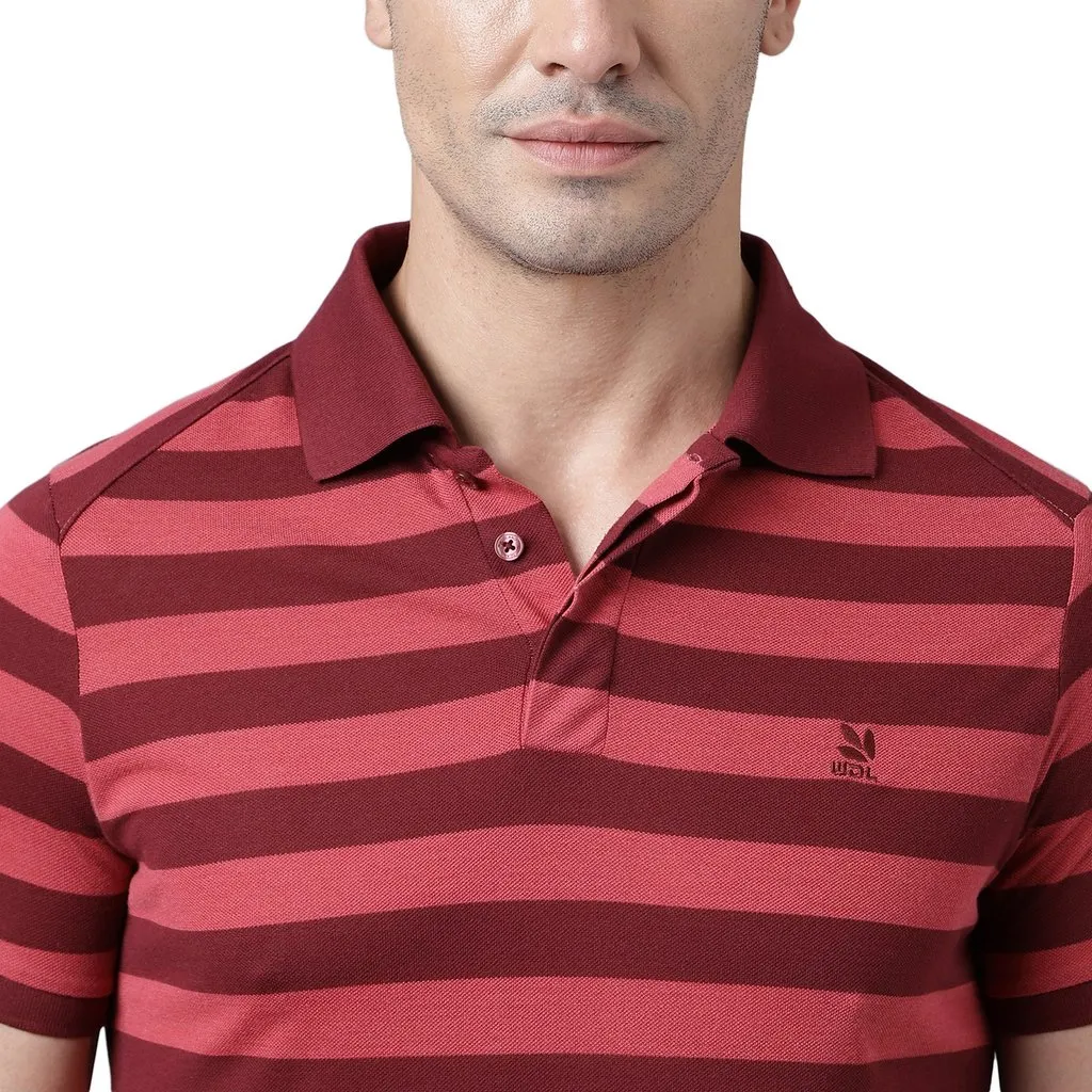 Wine/Pink Polo For Men - Thumbnail 4