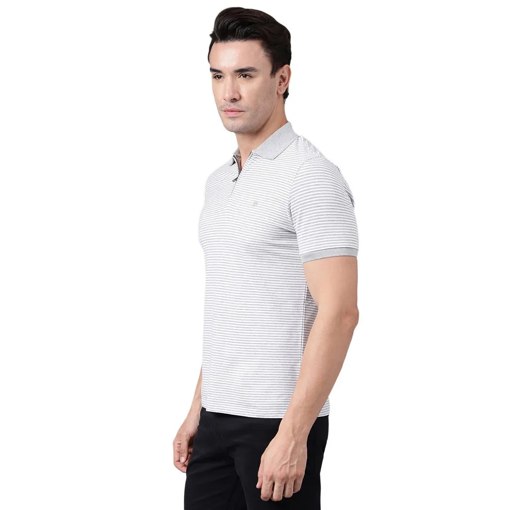 Grey/White Polo for Men - Thumbnail 2