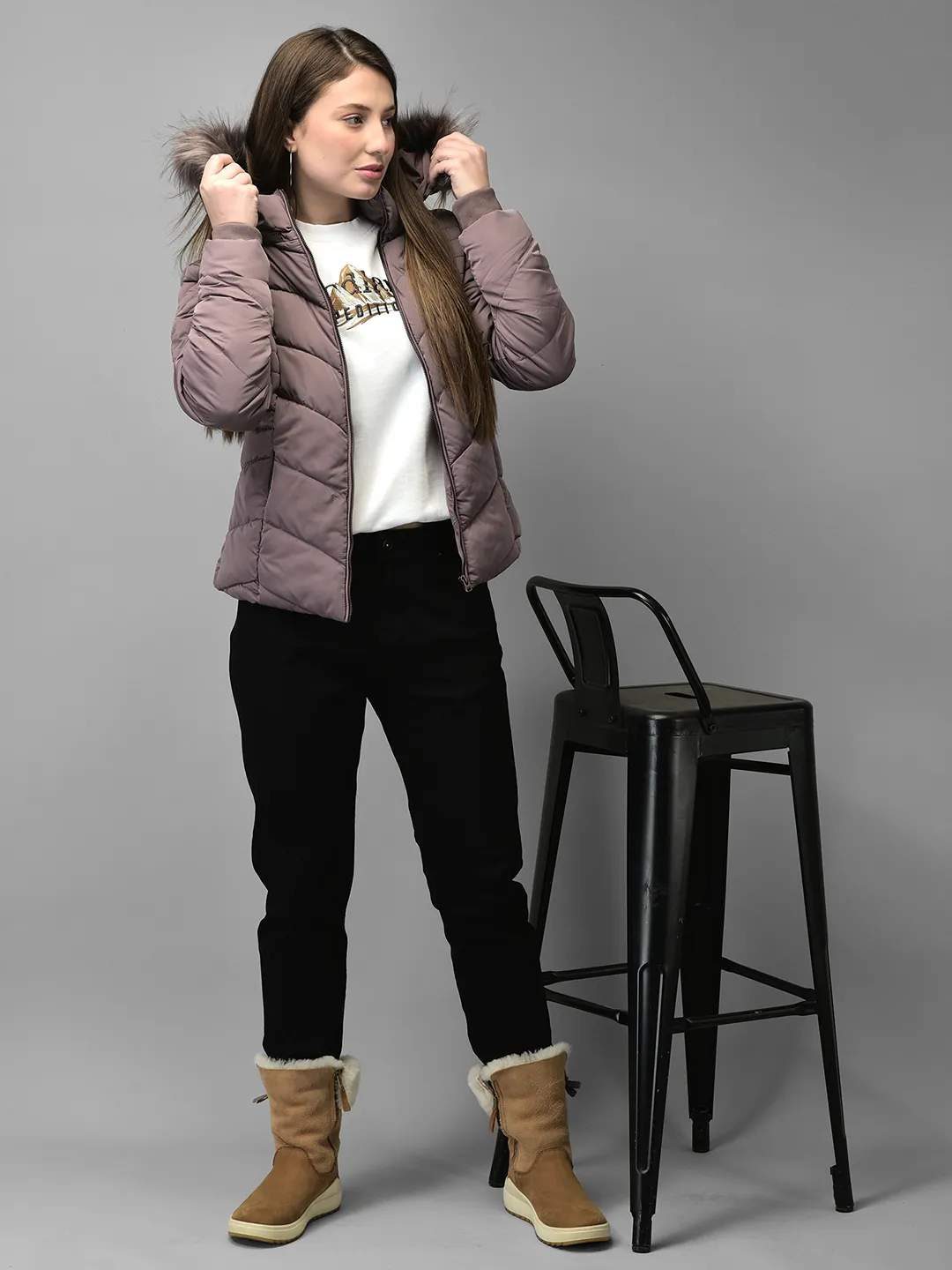 Peppercorn jacket with fur hood for ladies - Thumbnail 7