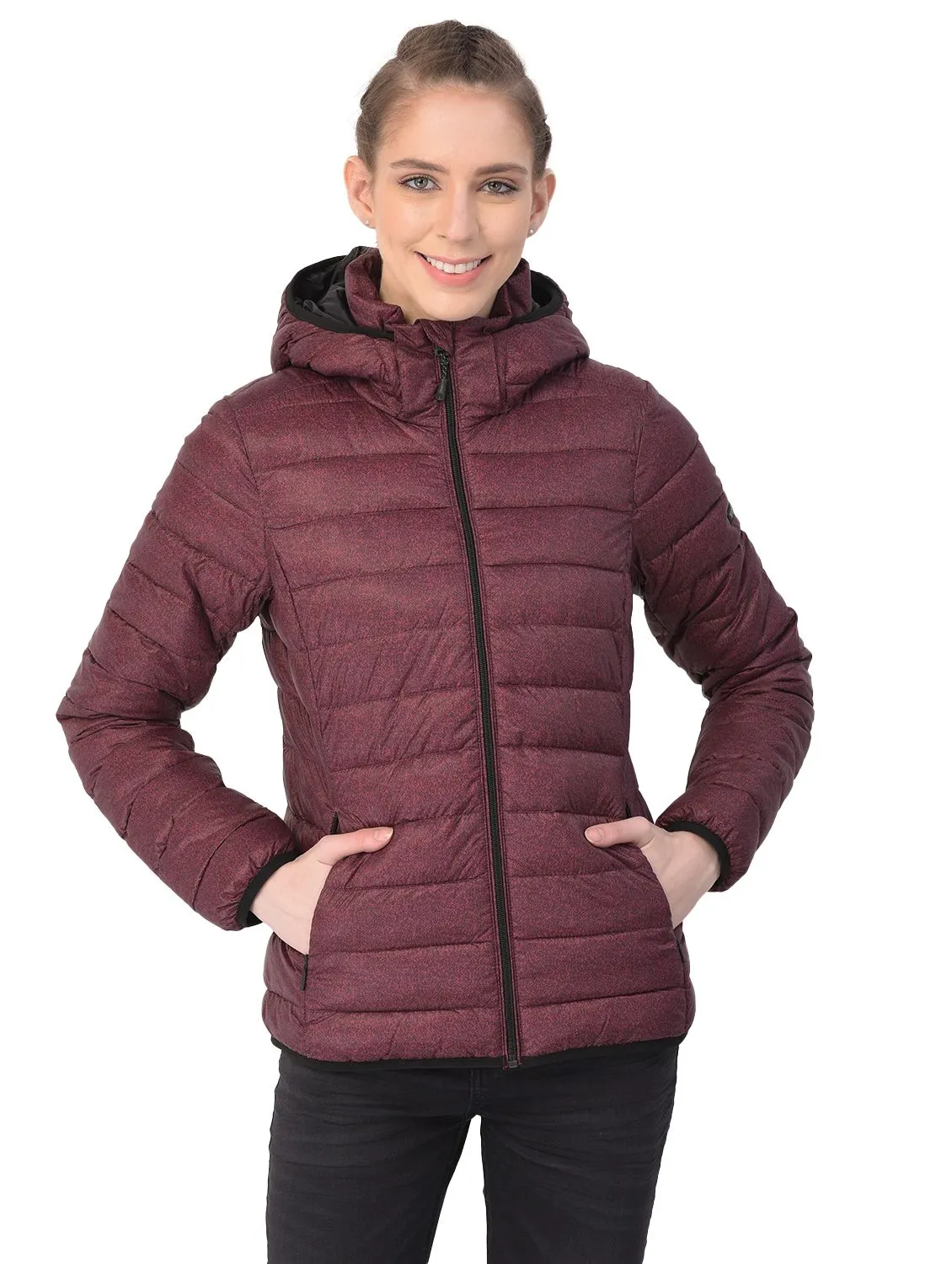 Wine/Black quilted jacket - Thumbnail 2