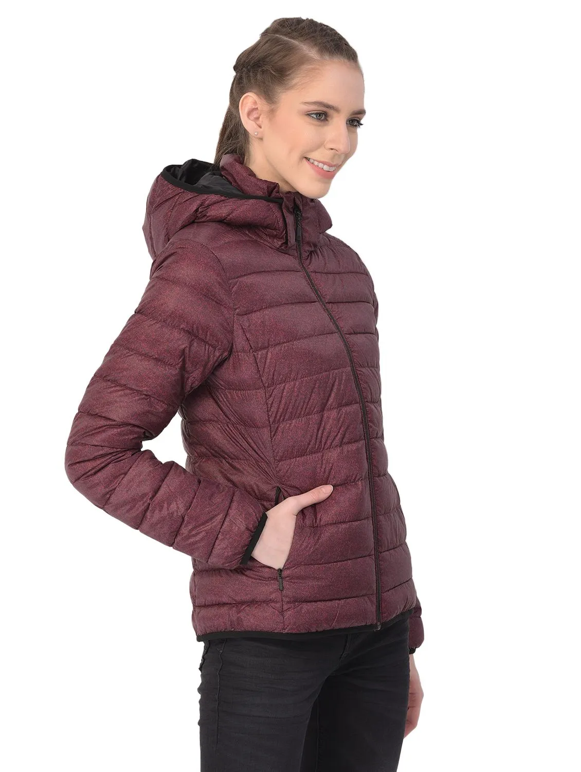 Wine/Black quilted jacket - Thumbnail 7