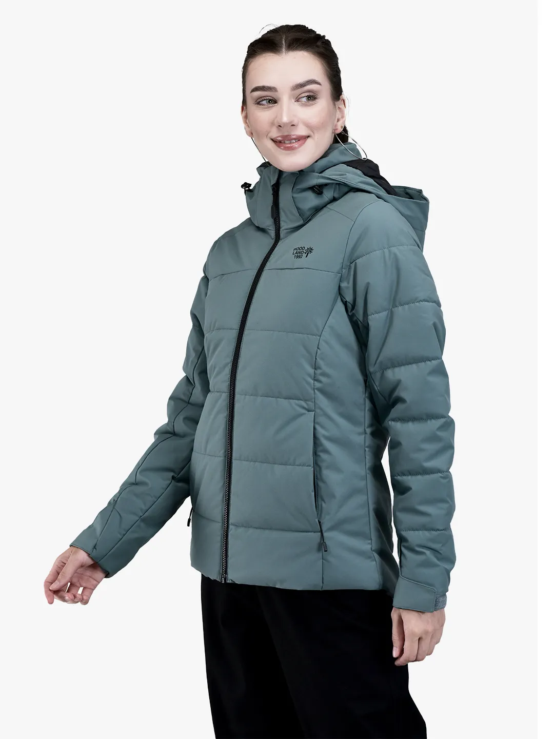 Green jacket for ladies with hood - Thumbnail 2